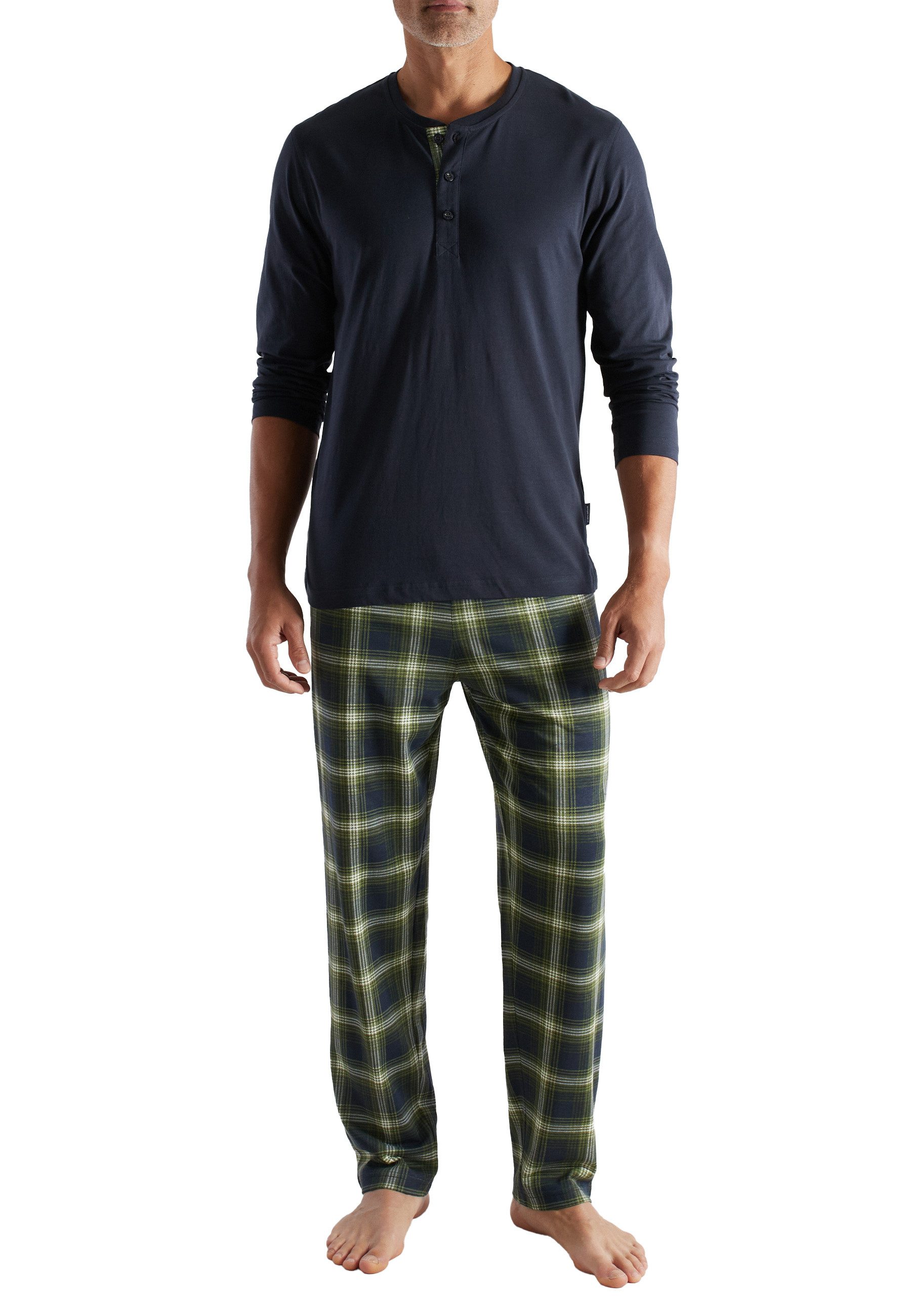CECEBA Pyjama CECEBA Herren Pyjama grün kariert (1 tlg)