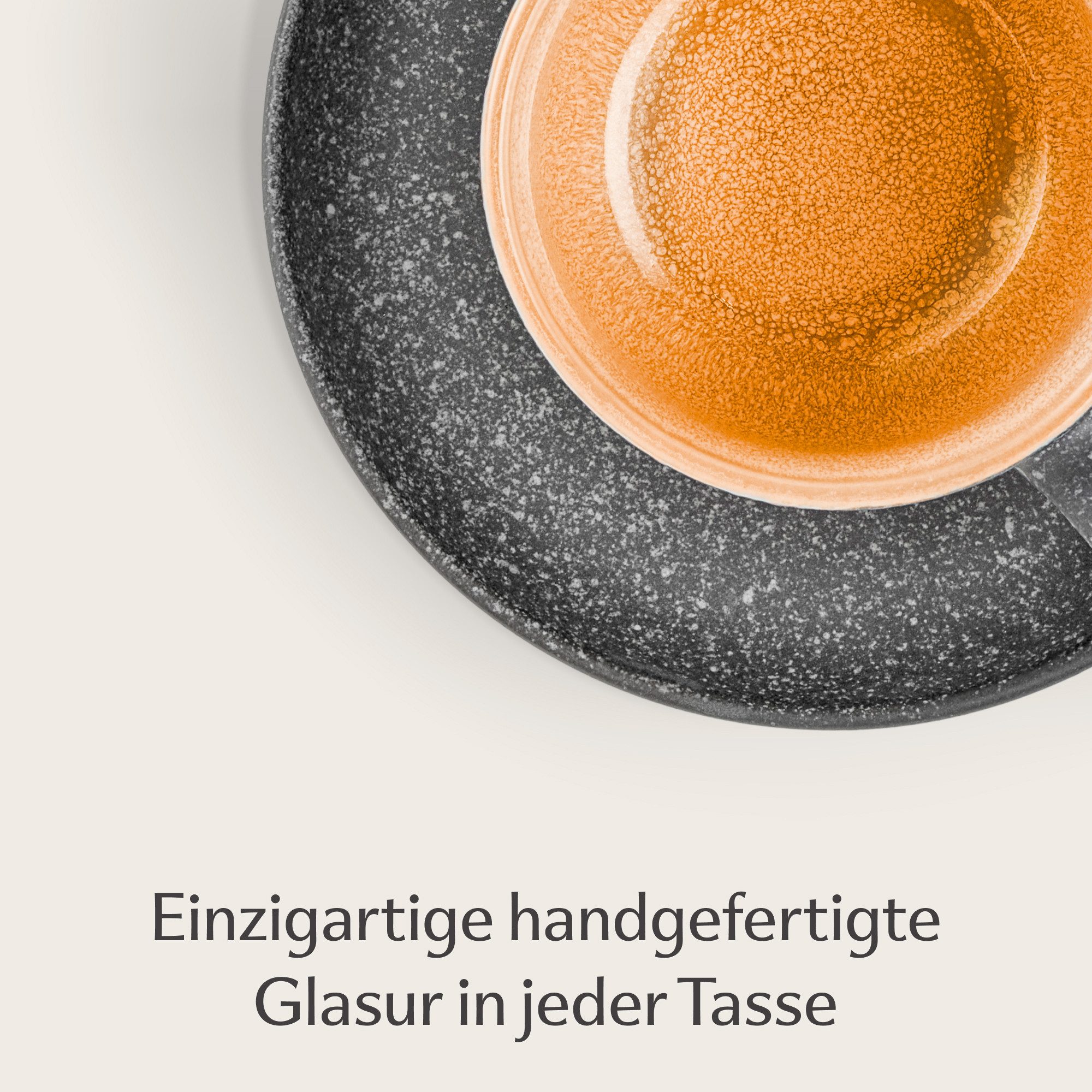 Cosumy Cappuccinotasse Cappuccino Tassen mit Untertassen 4er Set gelb, 8-tlg., Keramik, Warm