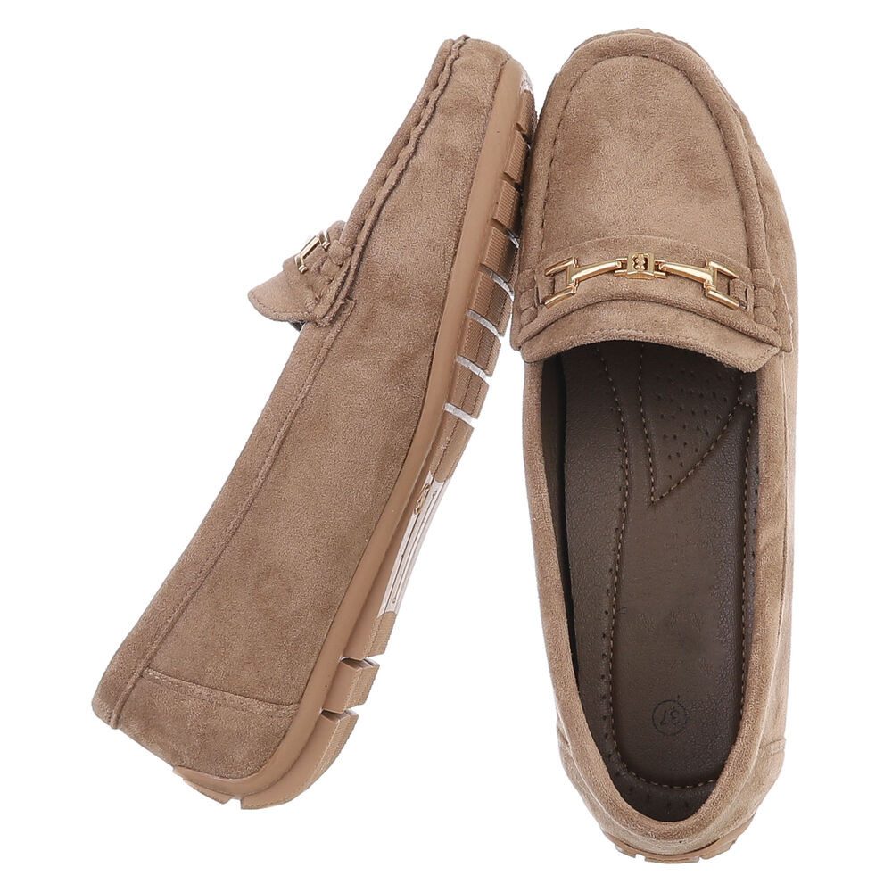 Ital-Design Elegante Wildleder Slipper mit Goldakzent für Damen Slipper (91 günstig online kaufen