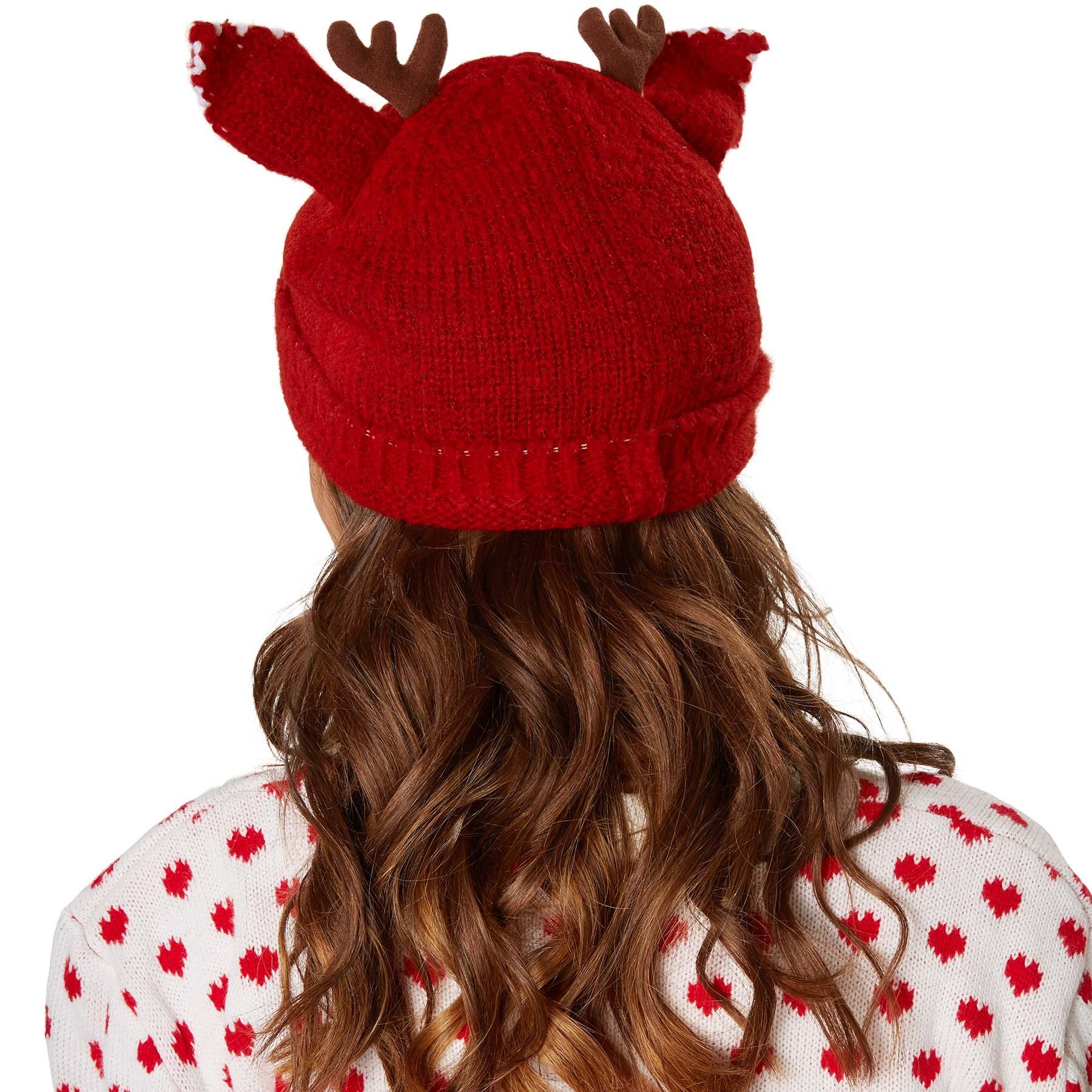 dressforfun Bommelmütze Pudelmütze, Passform in Einheitsgröße, Bund mit Rippenstrickmuster (Wintermütze, Konfektionsgröße 0 in rot) Gestrickte Weihnachtsmütze in Rot, Guter Sitz, wohliges Tragegefühl