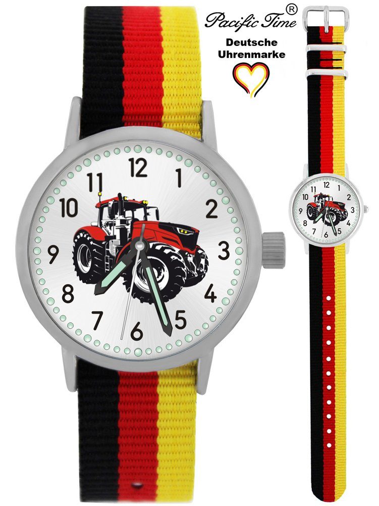 Pacific Time Quarzuhr Kinder Armbanduhr Traktor rot Wechselarmband, Mix und Match Design - Gratis Versand schwarz rot gelb