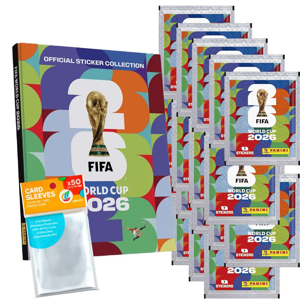 Panini Sammelkarte World Cup 2026 Sticker - 1 Hardcover Album+20 Tüten+Collect-it Hüllen