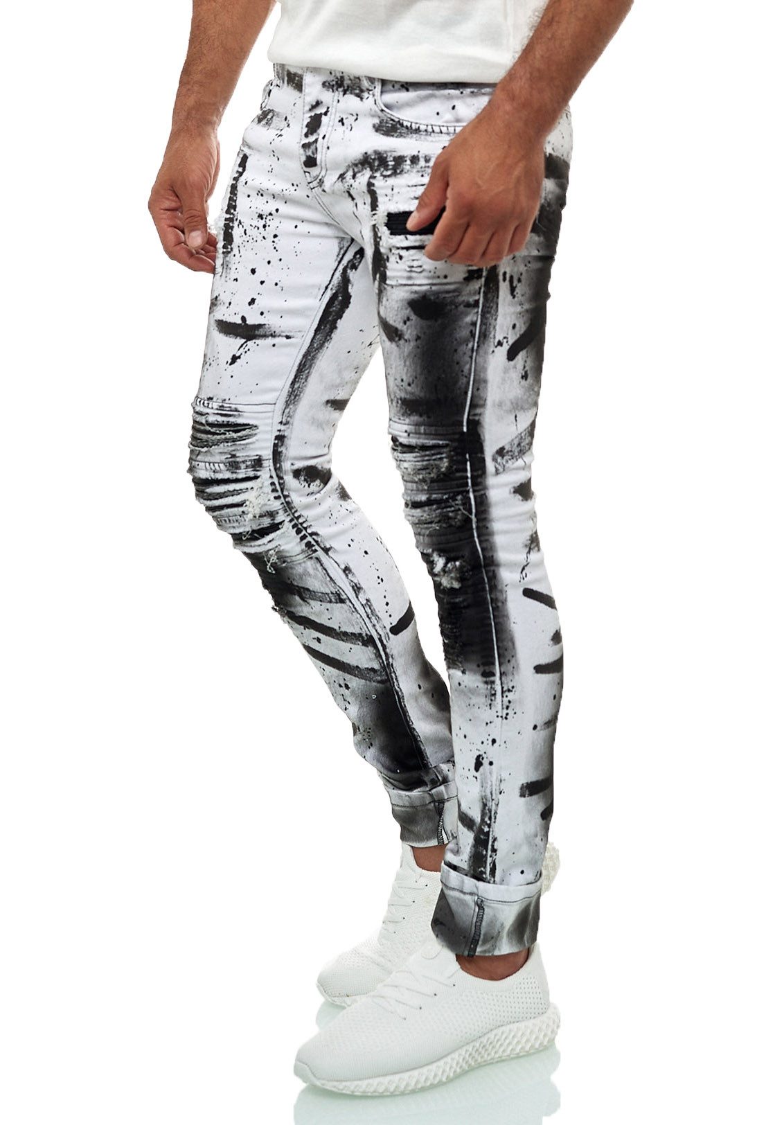 KINGZ Slim-fit-Jeans Herren Designer Jeans Slim-Fit günstig online kaufen