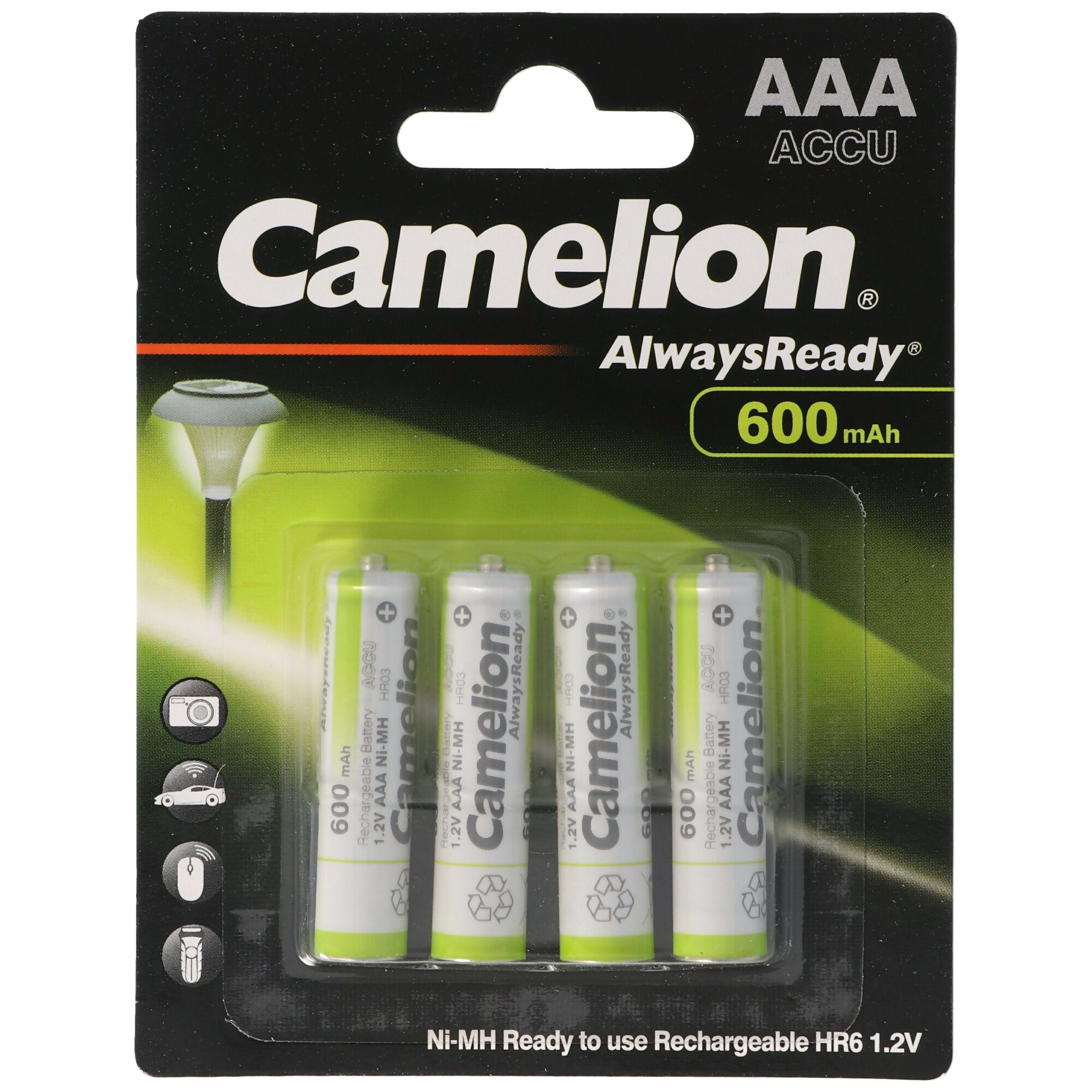 AAA, Micro LR3, HR03, NiMH Akku mit 600mAh in 4er Blisterverpackung, Akku