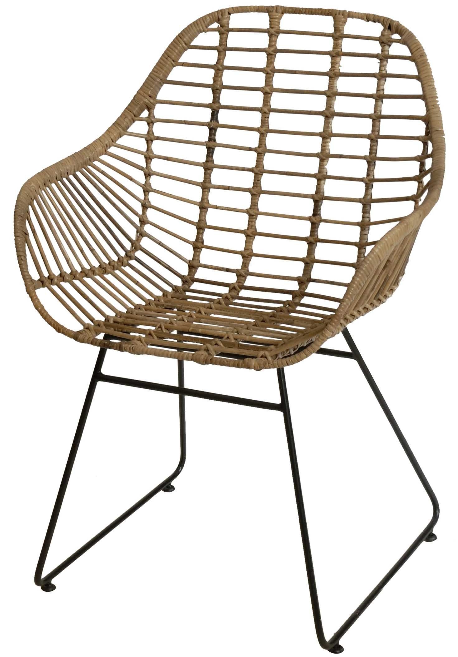 Krines Home Esszimmersessel Rattan Retro Sessel mit Armlehne 50er Korbsessel Retro-Stil Korbstuhl Esszimmer Armlehnstuhl (Sessel nach Auswahl ohne oder mit Polster), Eisen Gestell