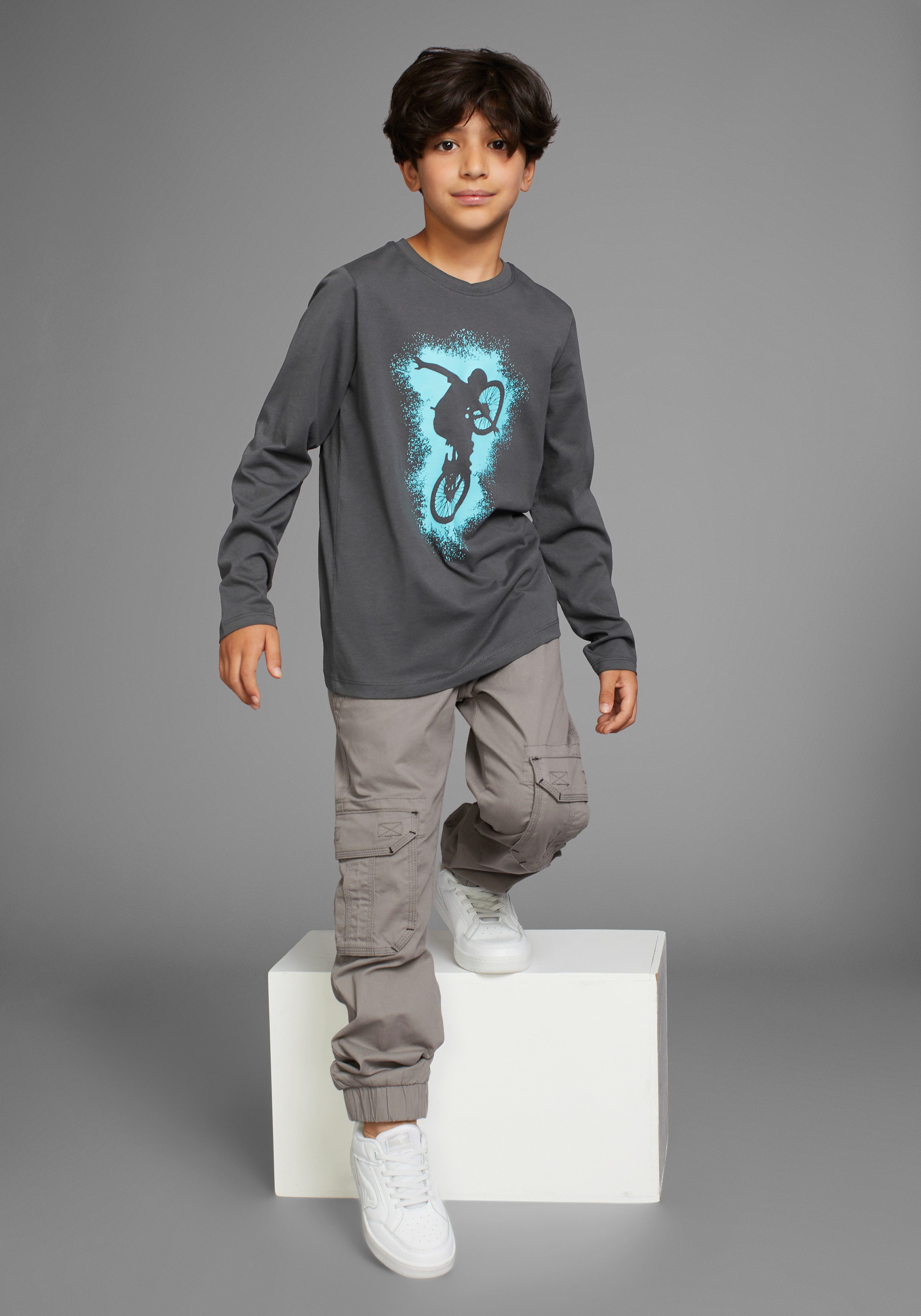 KIDSWORLD Langarmshirt BIKER, lässiger Druck für Jungen