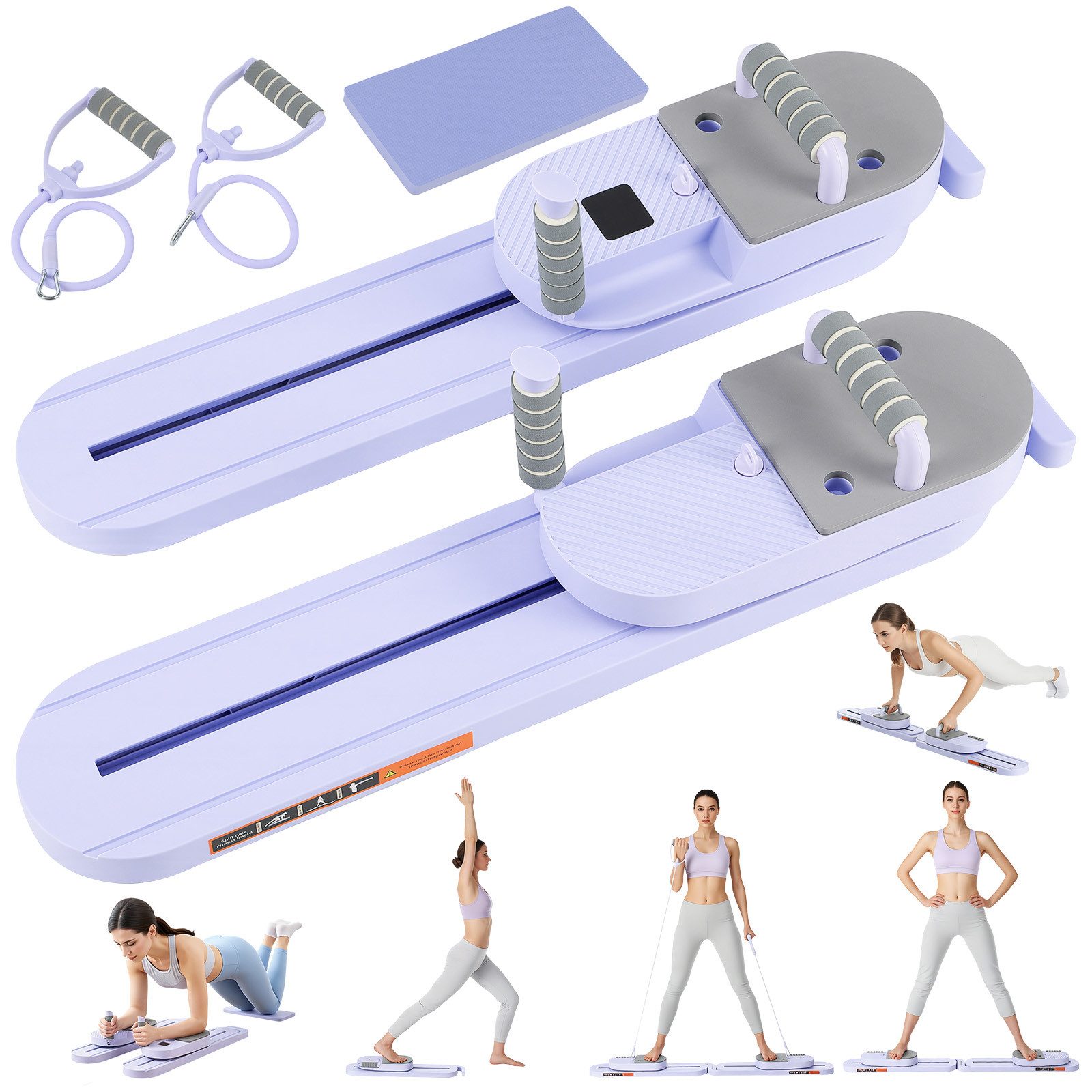 kehot Ganzkörpertrainer Geteiltes Pilates Board für Ganzkörpertraining, Kompakt, Rutschfest, (Modulares Trainingsboard mit Gleitern, Widerstandsbändern, Yogamatte, Multifunktions-Bauchtrainer für Zuhause), Für Krafttraining Rumpfes,Beine,Armtraining, Bala