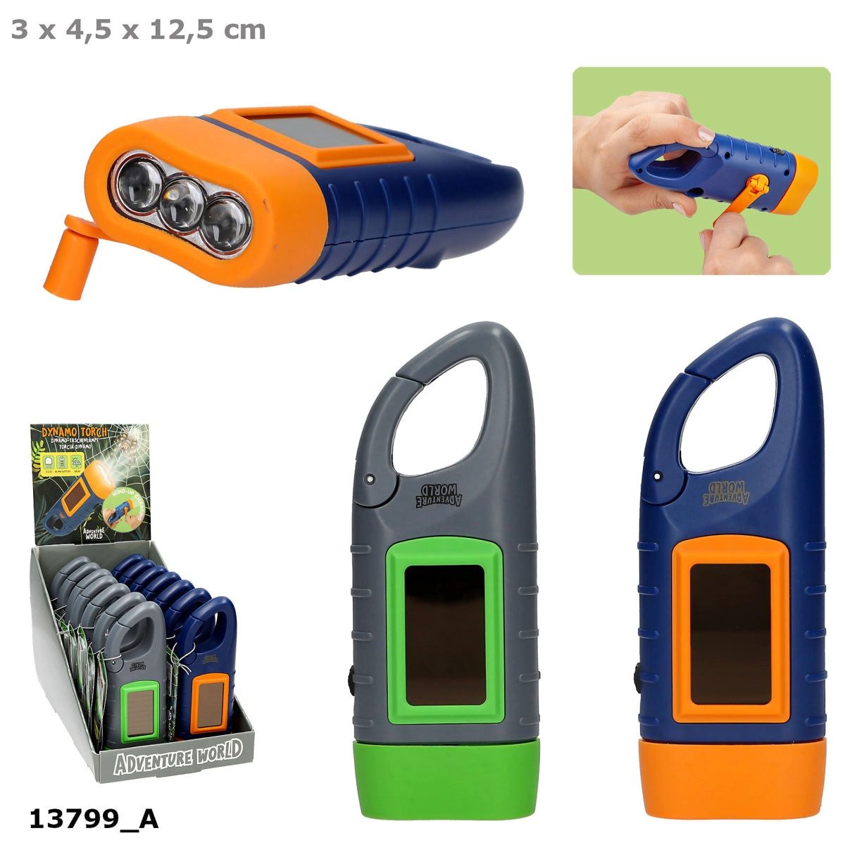 Depesche Spiel Action World Dynamo-Taschenlampe Solar & Kurbel – sortiert