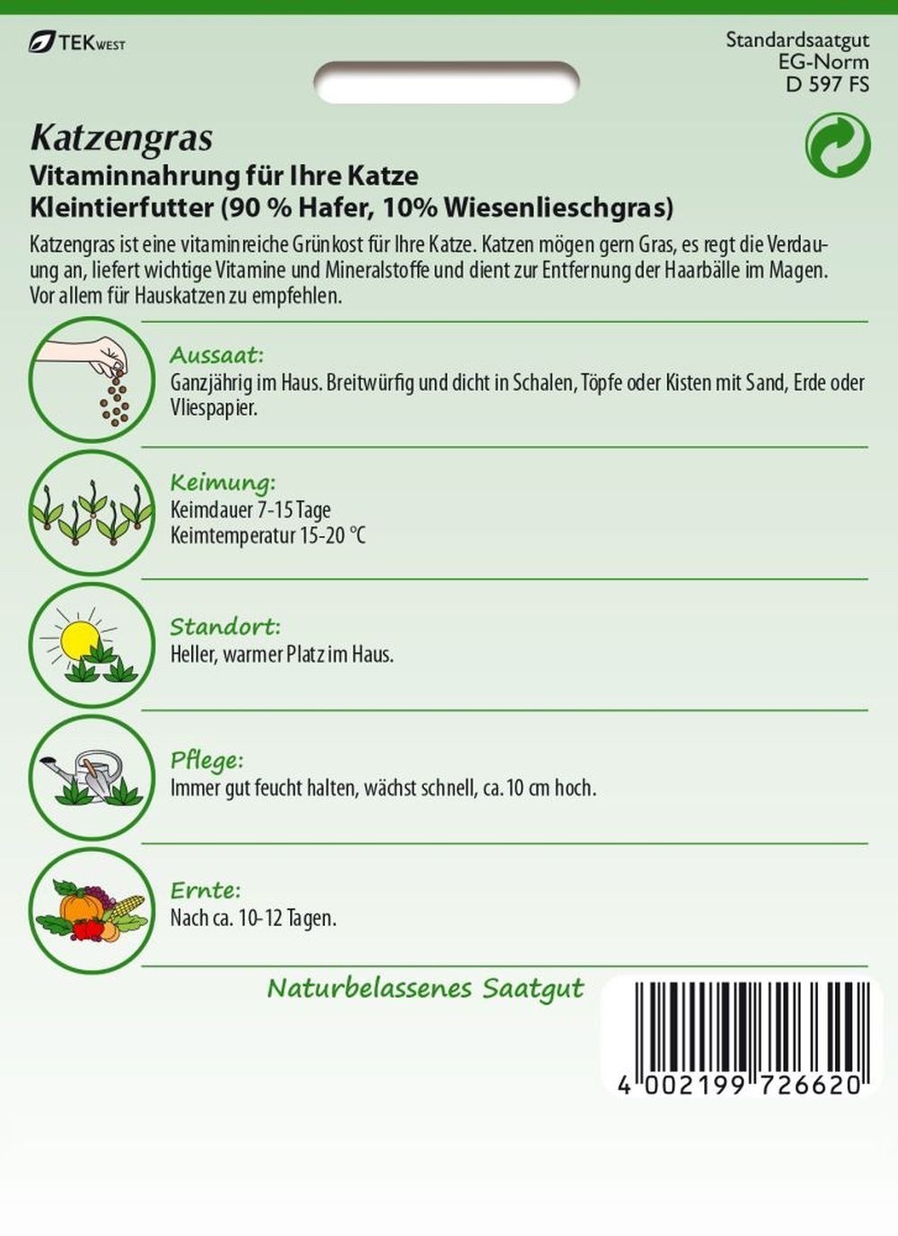 SAMEN PFANN Kräutersamen Katzengras vitaminreich, Futtergras Futterhafer Ti günstig online kaufen