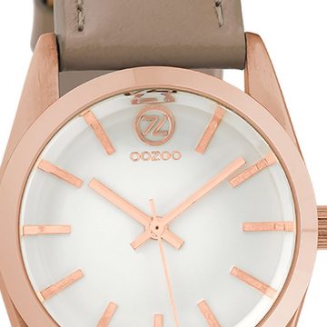 OOZOO Quarzuhr Oozoo Damen Armbanduhr Timepieces Analog, Damenuhr rund, mittel (ca. 33mm) Lederarmband, Fashion-Style