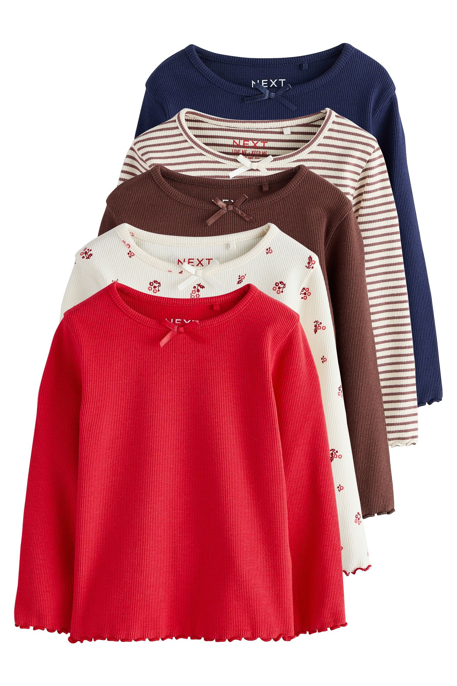 Next Langarmshirt 5er-Pack gerippte Langarmoberteile (5-tlg)