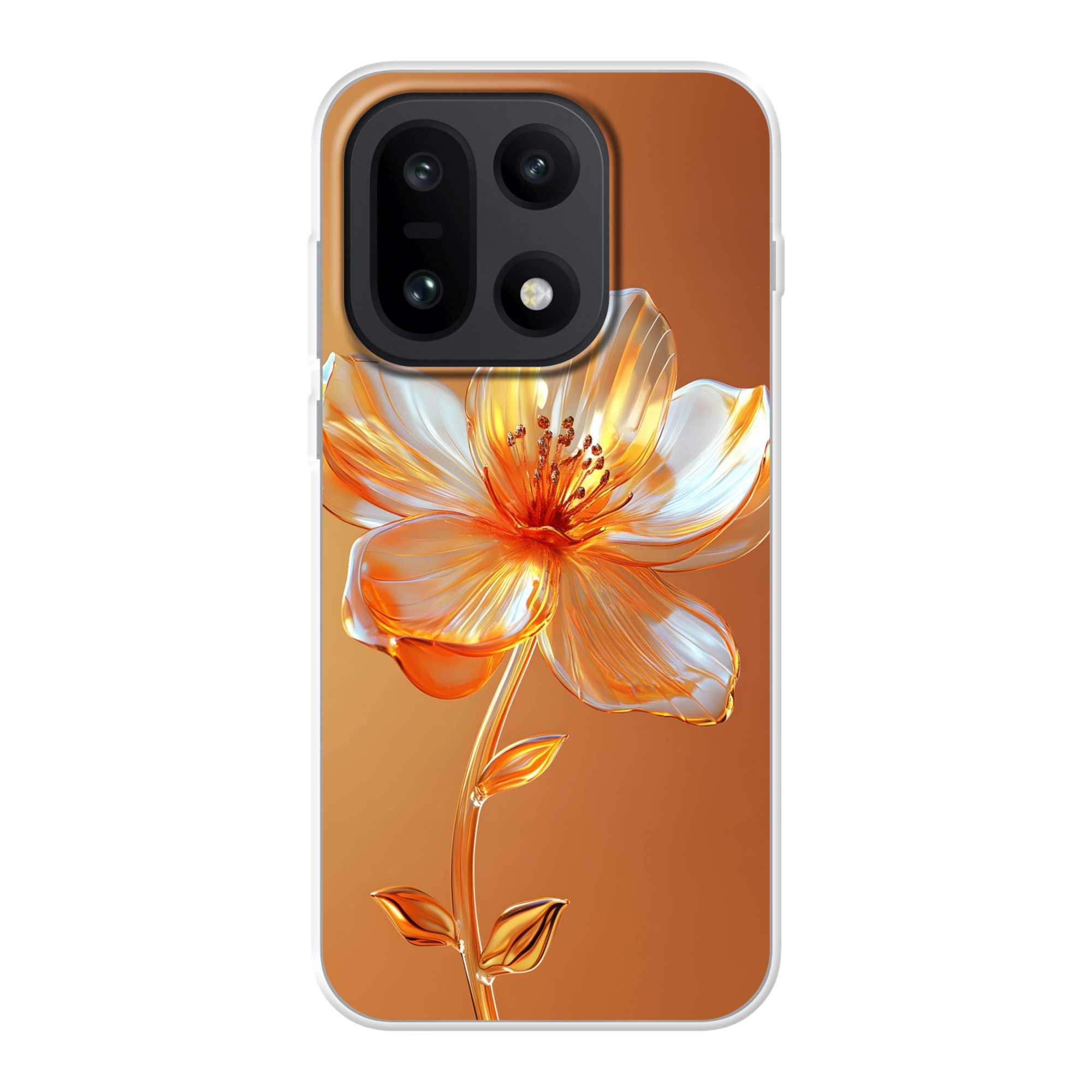 MuchoWow Handyhülle für OnePlus 15 Gläser - Blume - Orange, Phone Case, Silikon, Schutzhülle Dünn