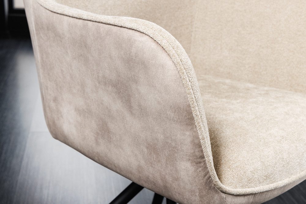 riess-ambiente Polsterstuhl VERONA champagner beige – Samt & Strukturstoff, mit Armlehne, Metall (Einzelartikel, 1 St), 180° drehbar mit Auto-Return-Funktion –  – Bild 5 von 5