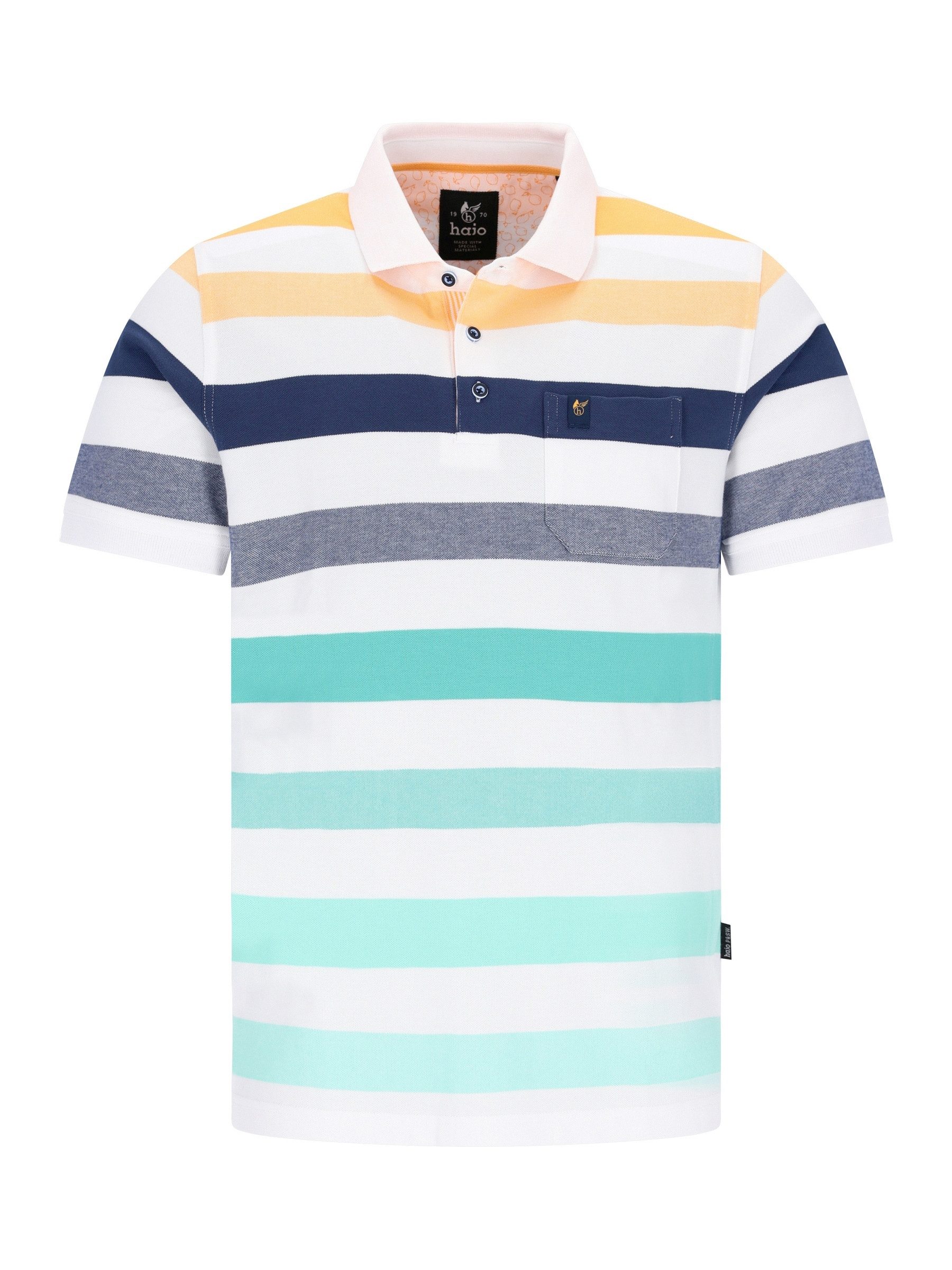 Hajo Poloshirt Pikee-Polo in garngefärbtem Blockringel allover - stay fresh-Qualität