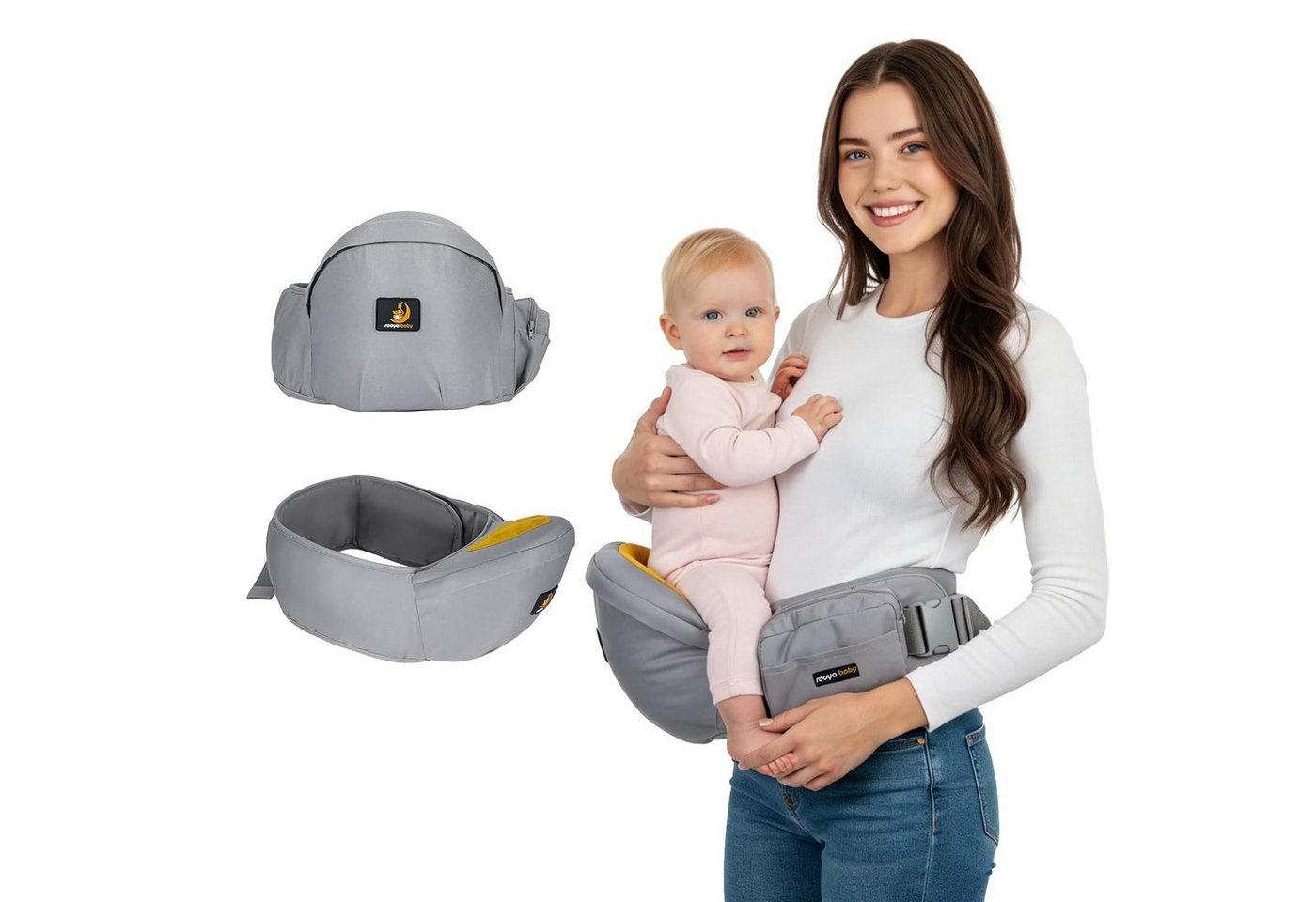 Youyijia Tragetasche Baby Hüftsitz Tragehilfe für Kinder 0-36 Monate – 4 Tragepositionen