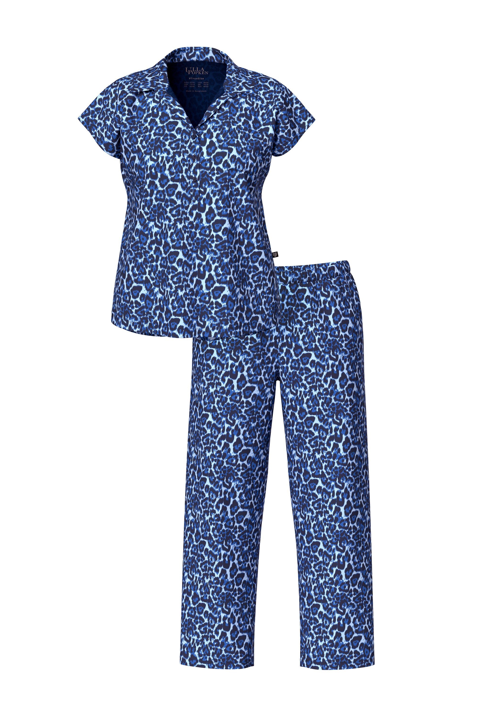 Ulla Popken Pyjama Pyjama Leomuster Hemdkragen Halbarm