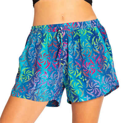 PANASIAM Strandshorts Damen Shorts Wachsbatik für Strand Yoga oder Meditation farbecht und angenehm zu Tragen Relaxshorts Damenshorts kurze Sporthose