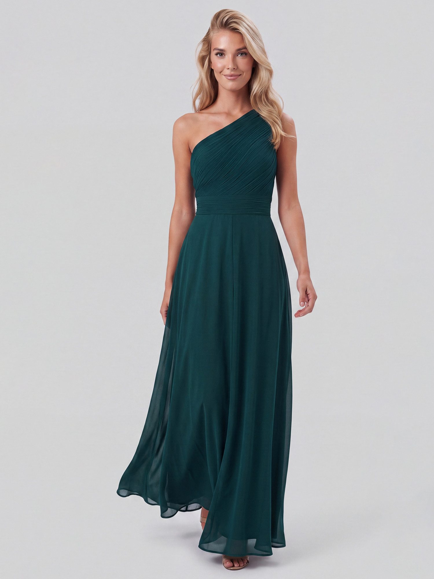 Apart Chiffonkleid mit One-Shoulder-Design