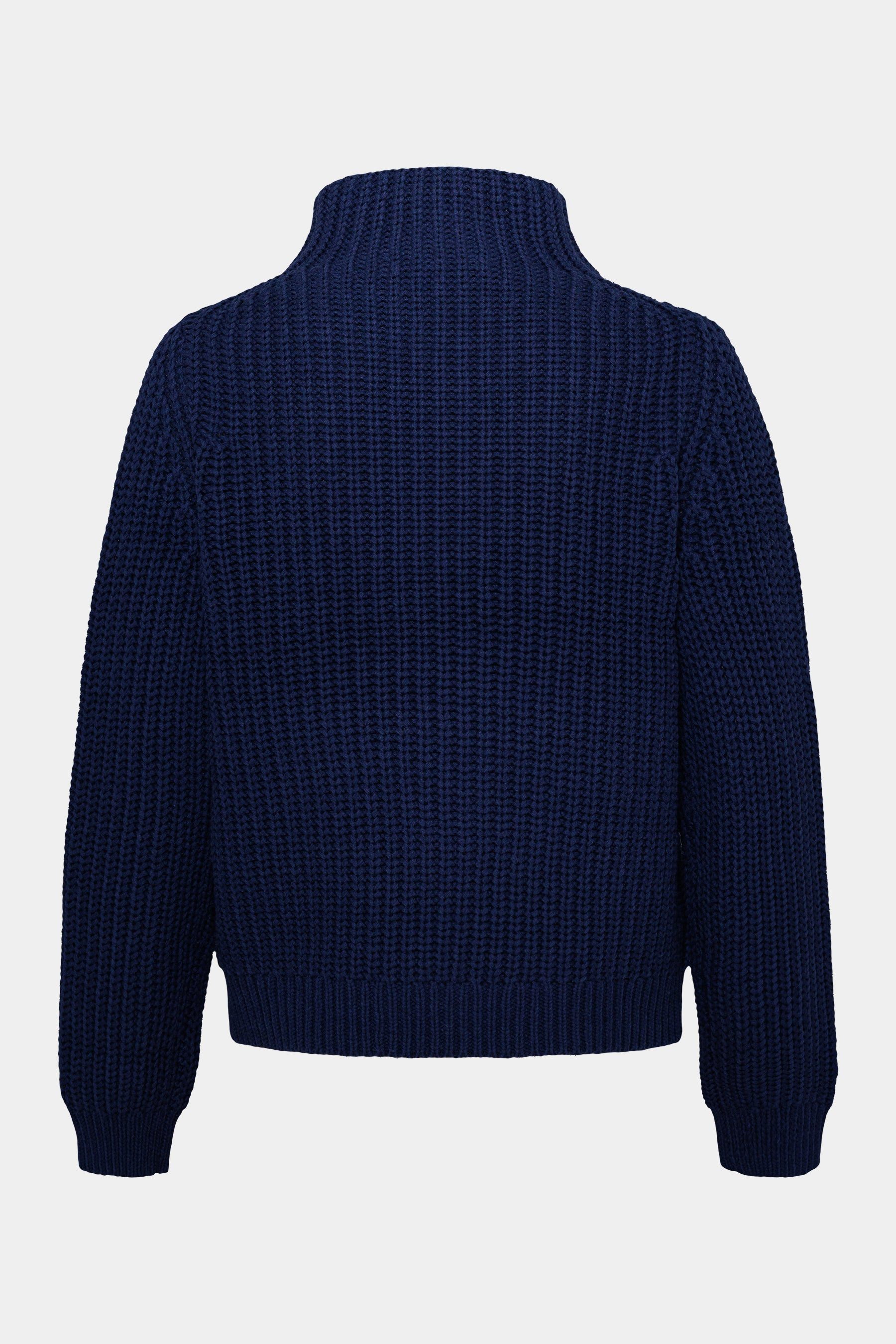 Cassis Strickpullover Cassis Damen-Strickpullover in Navy - Grobstrick mit Zopfmuster