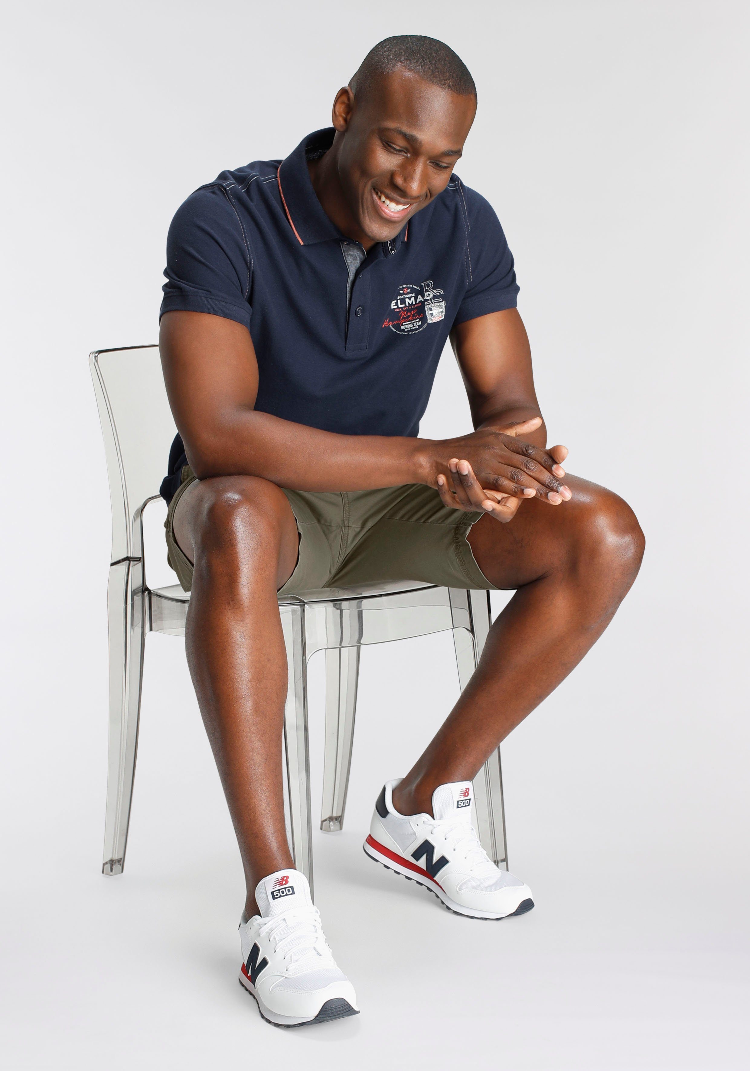 DELMAO Poloshirt Kurzarm, mit Rippbündchen, Polokragen