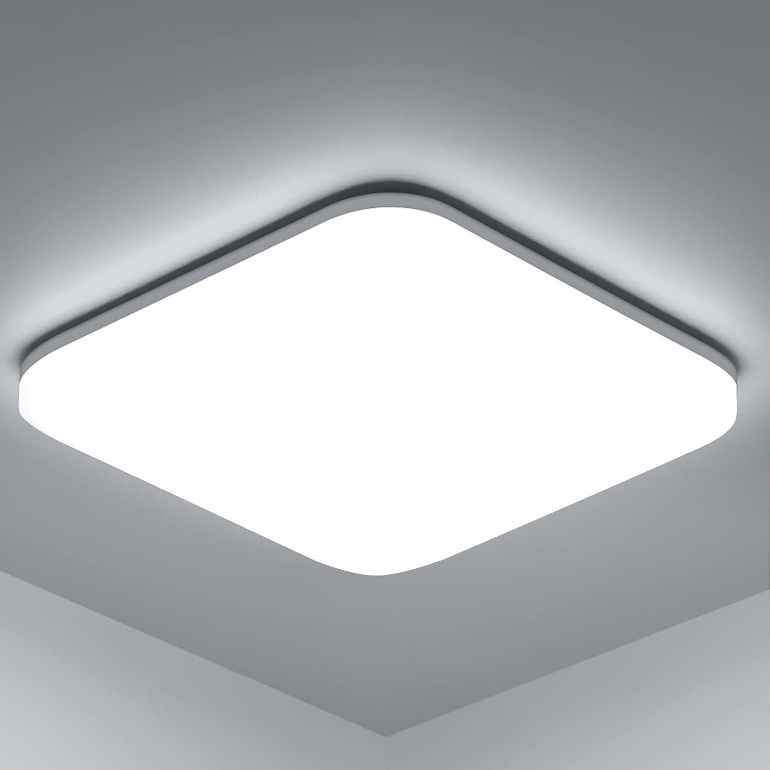 Nettlife LED Panel Badlampe Deckenlampe Flach 18W IP54, Wasserdicht, LED fest integriert, Kaltweiß, für Schlafzimmer Wohnzimmer Küche Esszimmer, 25 x 7 x 25,5 cm