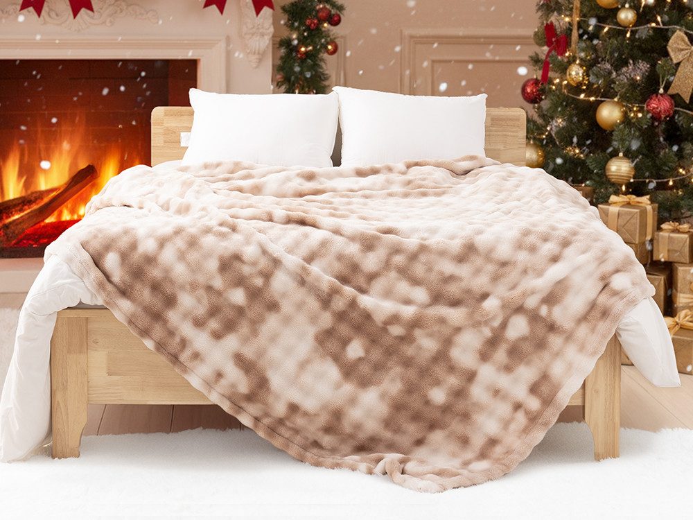 Wohndecke Kunstfell-Decke, Premium Kuscheldecke weich beidseitig, ORHOPUI, einzelseitig, 152.5×127cm, braun