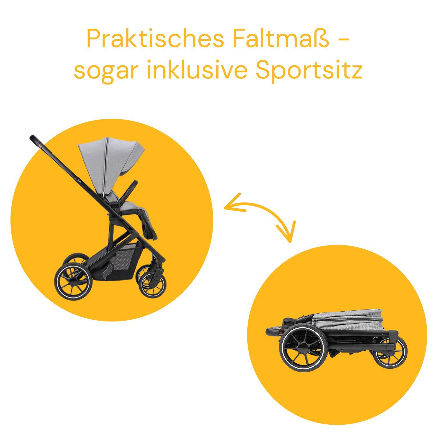 Osann Kombi-Kinderwagen Juntos, mit Babywanne, Sportsitz, gefederte Gummiräder,hochwertige Materialien