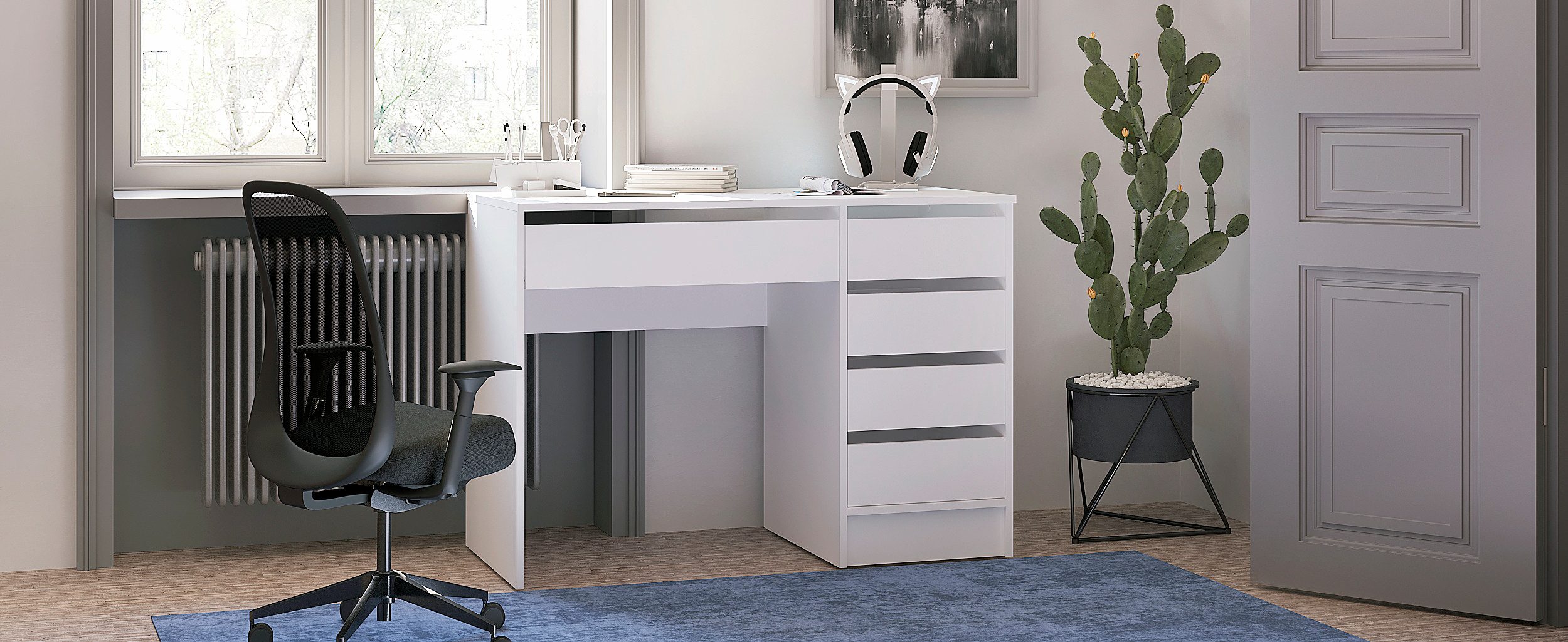 KOMTO Schreibtisch KOMTO Schreibtisch mit 5 Schubladen – Arbeitstisch PLIO 110x53x78,5 cm