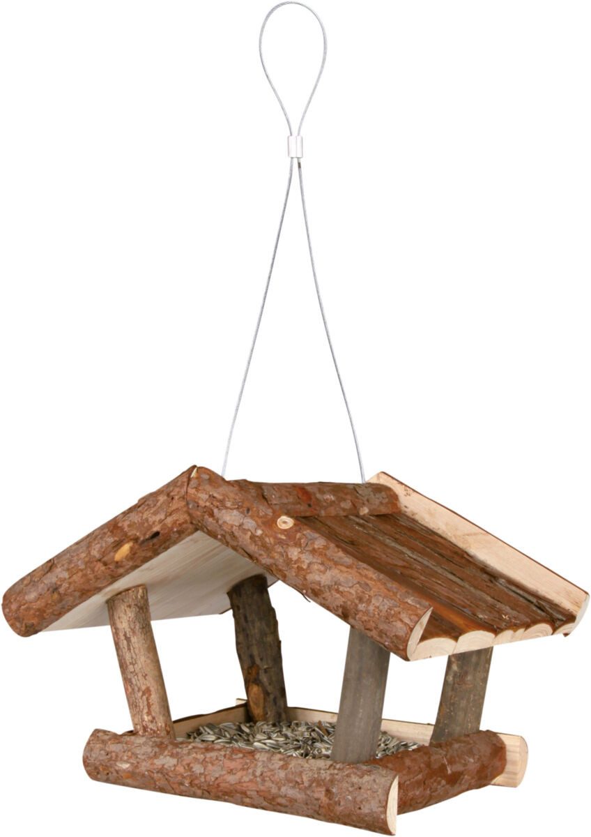 TRIXIE Vogelhaus Vogelfutterhaus zum Aufhängen - natur - 32 × 23 × 20 cm