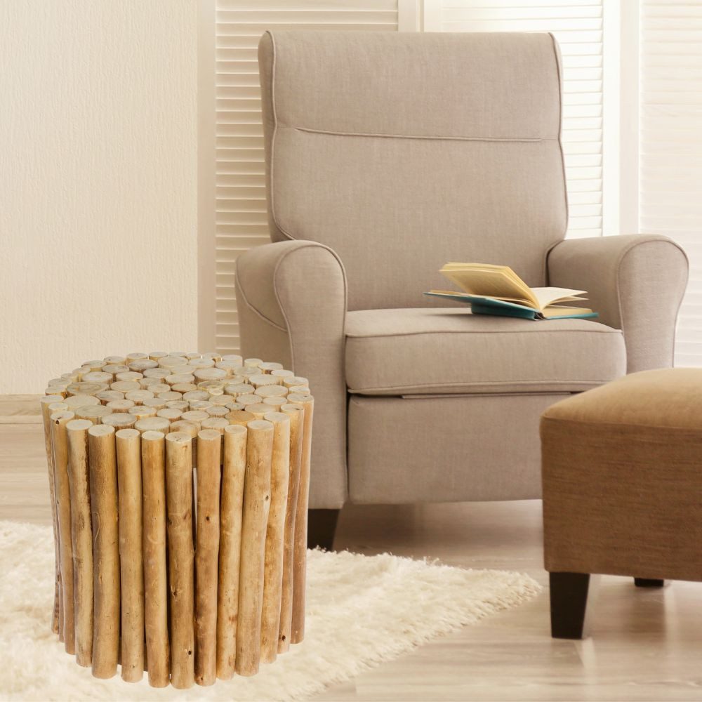 LebensWohnArt Beistelltisch Natürlicher Holz Hocker NICA günstig online kaufen