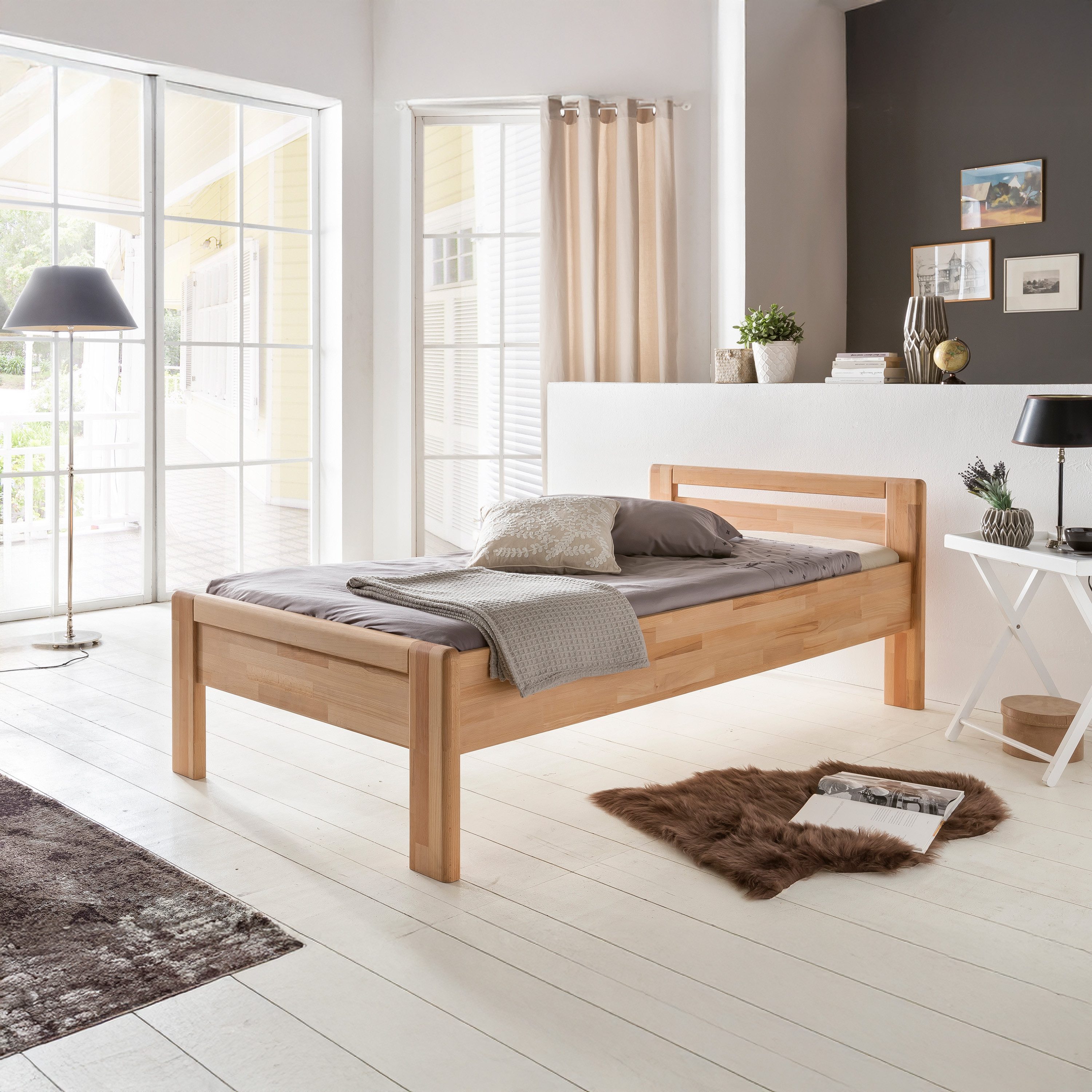 WOODLIVE Massivholzbett Design Bett aus Kernbuche günstig online kaufen