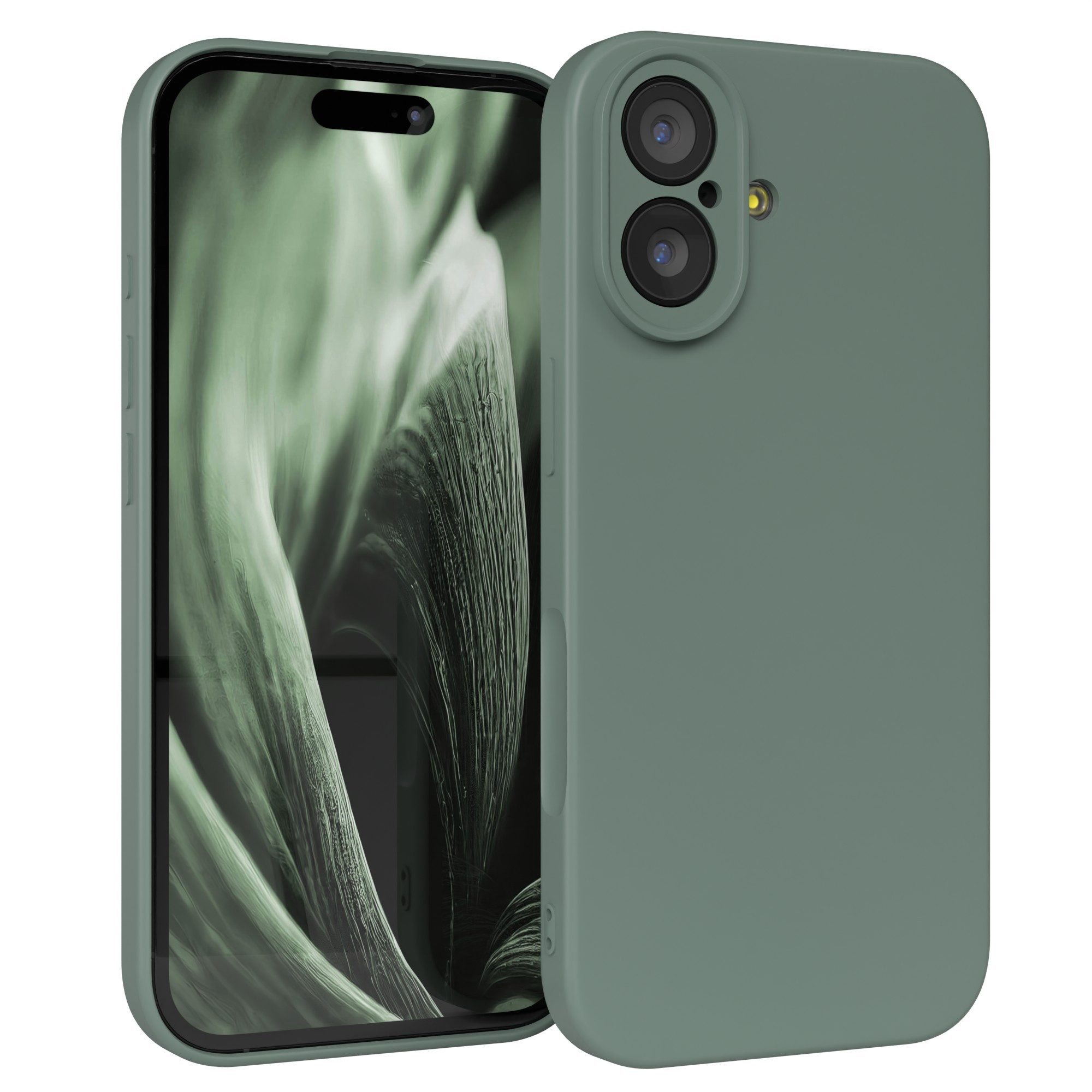 EAZY CASE Handyhülle für Apple iPhone 17 Hülle Silikon 6,3 Zoll, Schutzhülle mit Kameraschutz stoßfest telefonhülle Matt Dunkelgrün