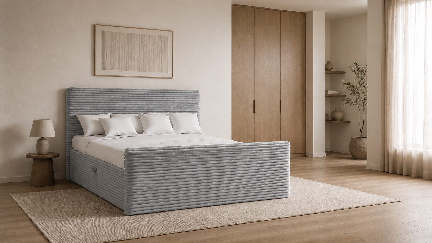Kaiser Möbel Boxspringbett Trento mit Bettkasten, Topper und Bonellmatratze, VELO Stoff (Komplett-Set (Bettgestell, Matratze, Topper), mit Topper mit Bettkasten antibakterieller Bezug einfache Montage