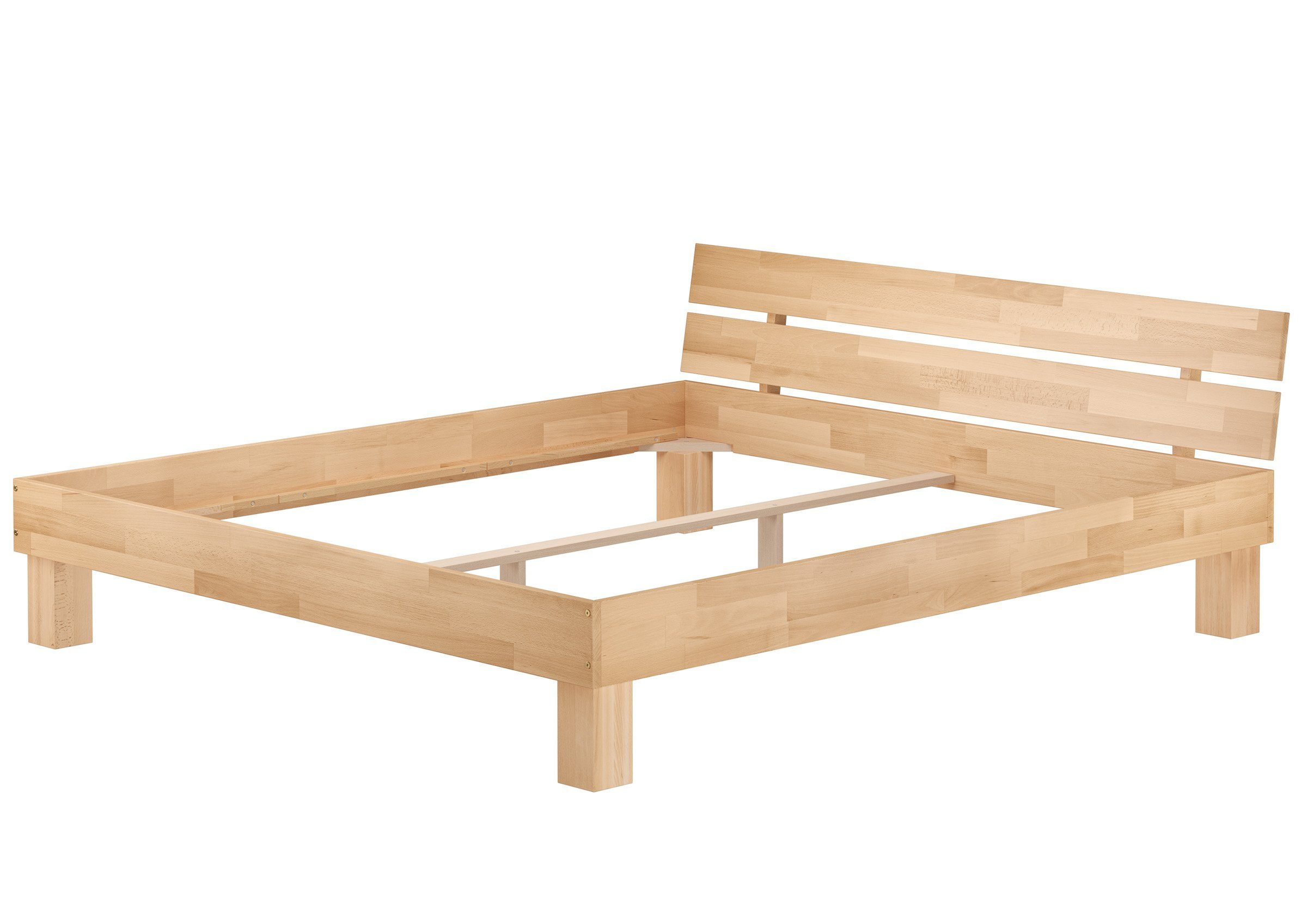 ERST-HOLZ Einzelbett Ehebett 180x220 Buche massiv ohne Rollrost, Buchefarblos lackiert