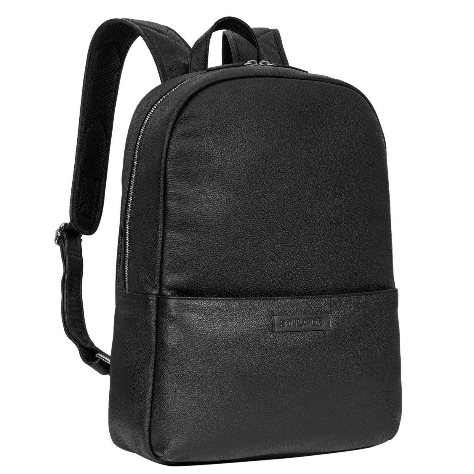 STILORD Notebook-Rucksack “Chicago” Leder Rucksack mit Laptopfach 13,3 Zoll schwarz