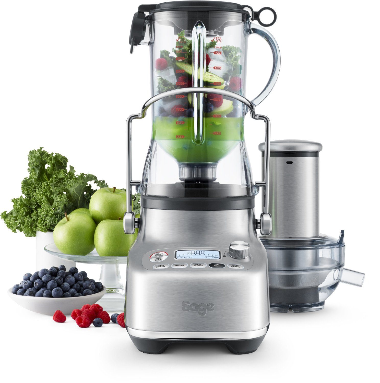 Sage Entsafter The 3X Bluicer Pro Standmixer Alu­mi­ni­um Sil­ber 1350 Watt, 3 Liter