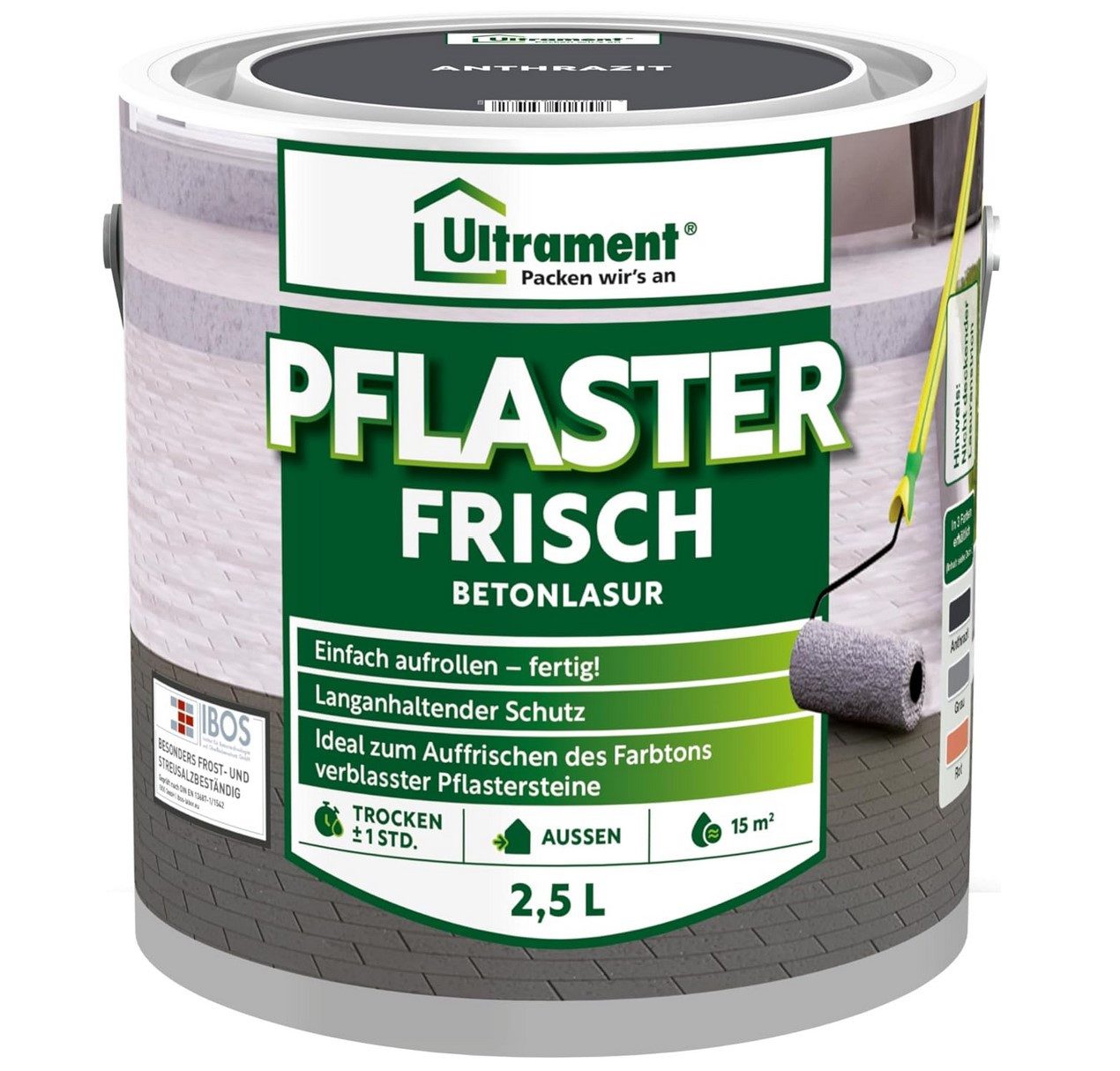 Ultrament Dickschichtlasur ULTRAMENT Pflaster Frisch, Betonlasur, Anthrazit, 2,5 Ltr