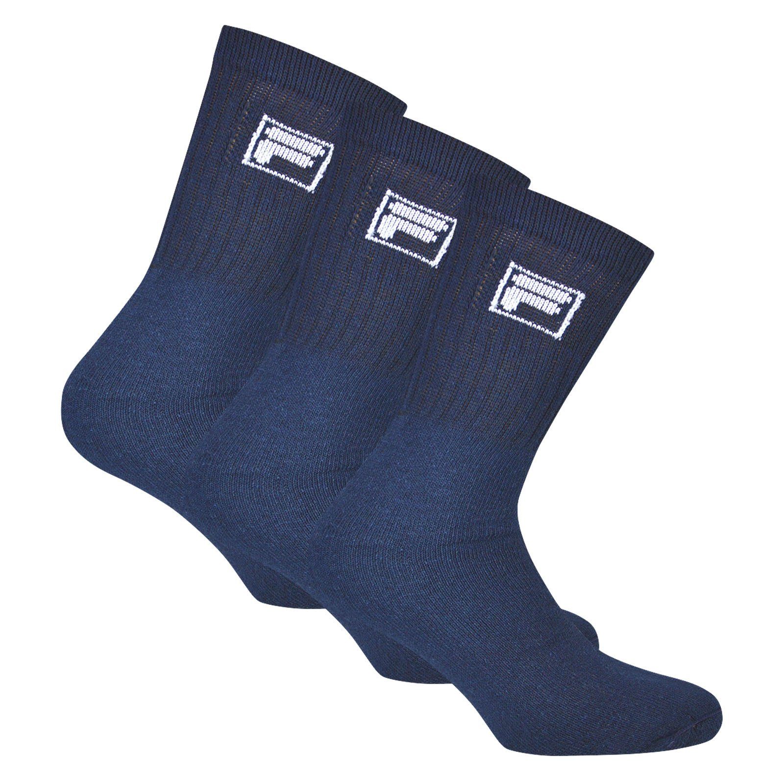 Fila Sportsocken 3 Paar Socken Blau Crew - Frottee Unisex Tennissocken