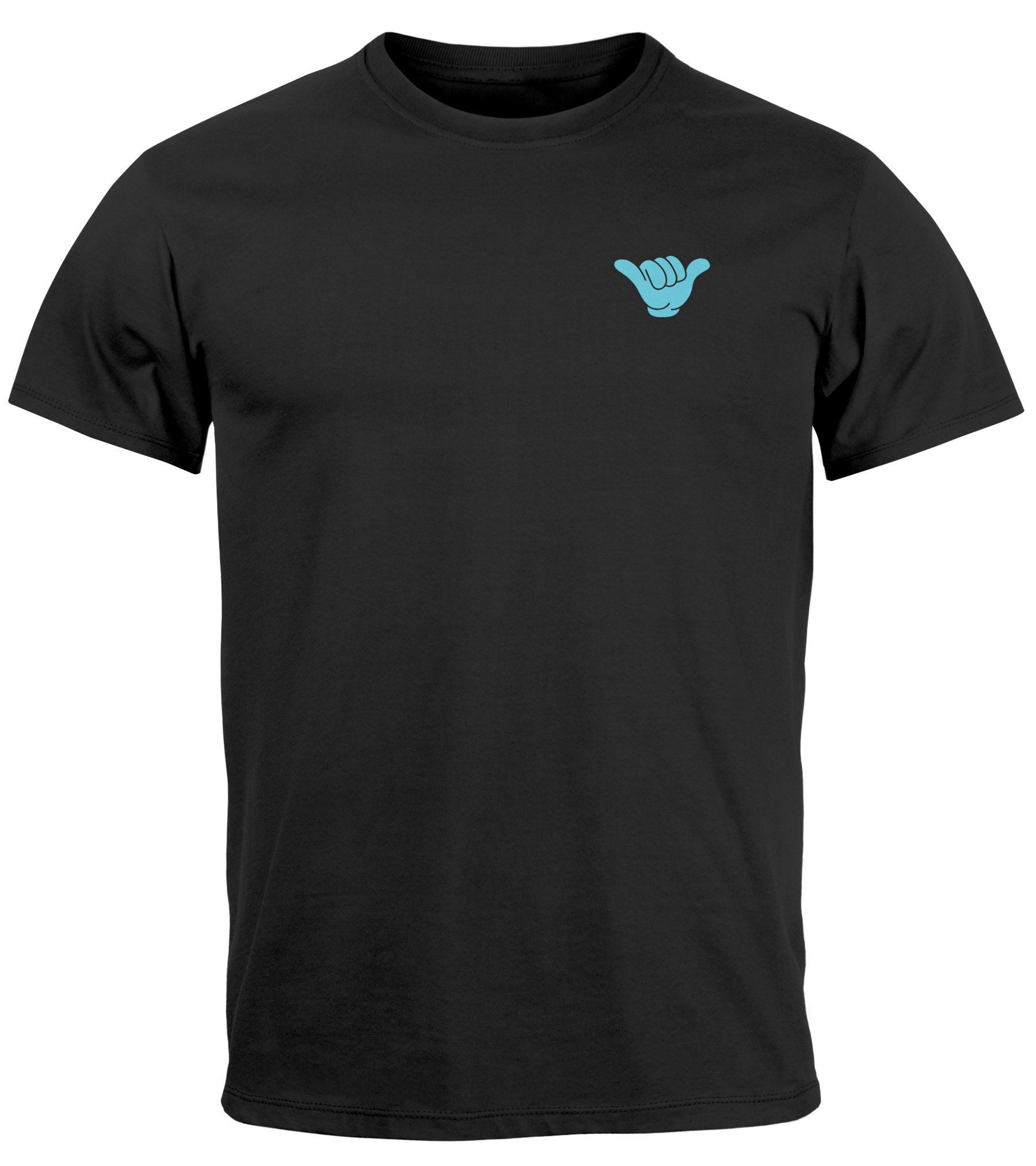 Neverless Print-Shirt Herren T-Shirt Surfing Surfer Motiv Hang Loose Sommer Sonne Wellen mit Print