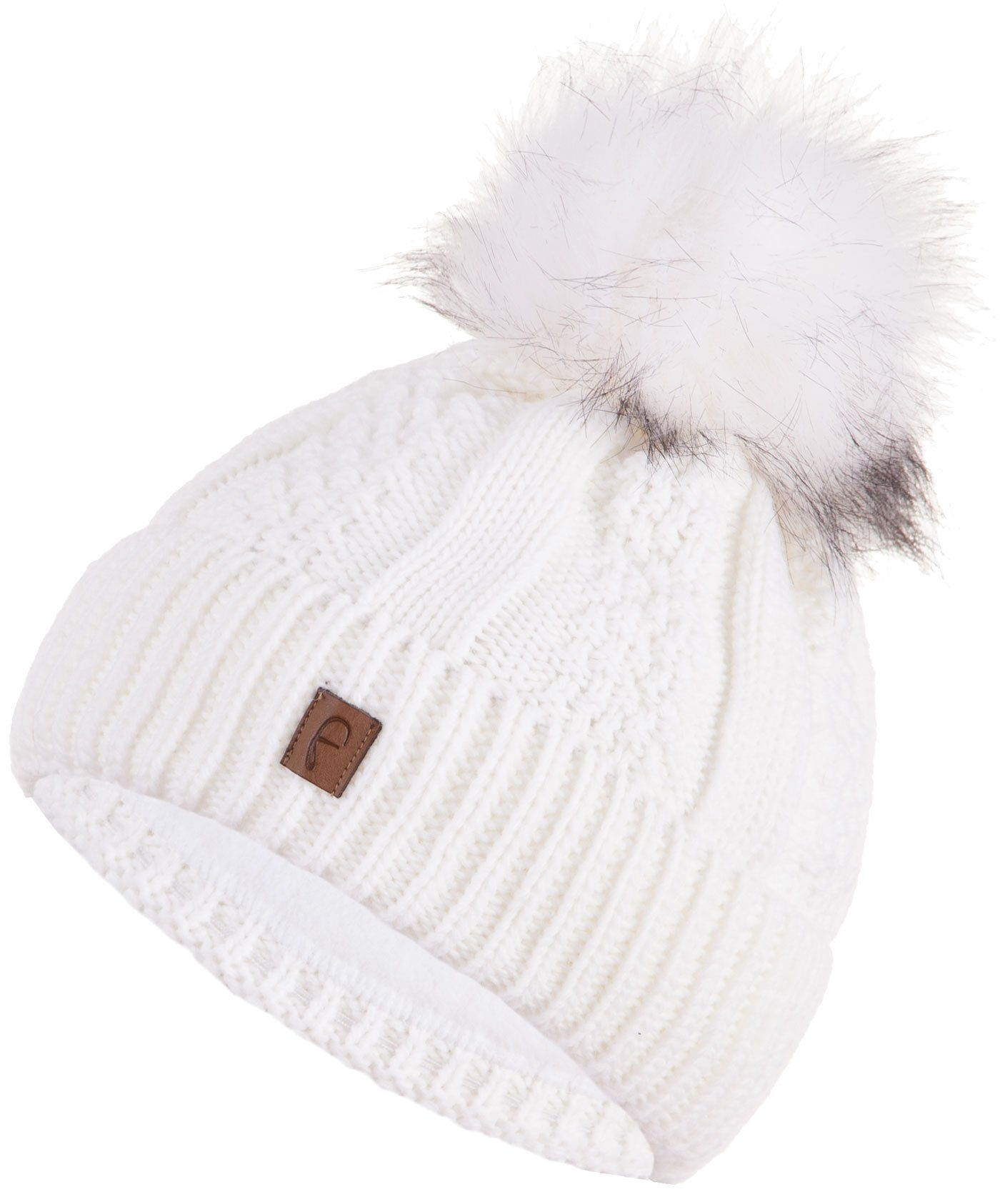 Faera Bommelmütze Wintermütze Damen Herren Mütze Beanie Haube gefüttert Bommelmütze 13