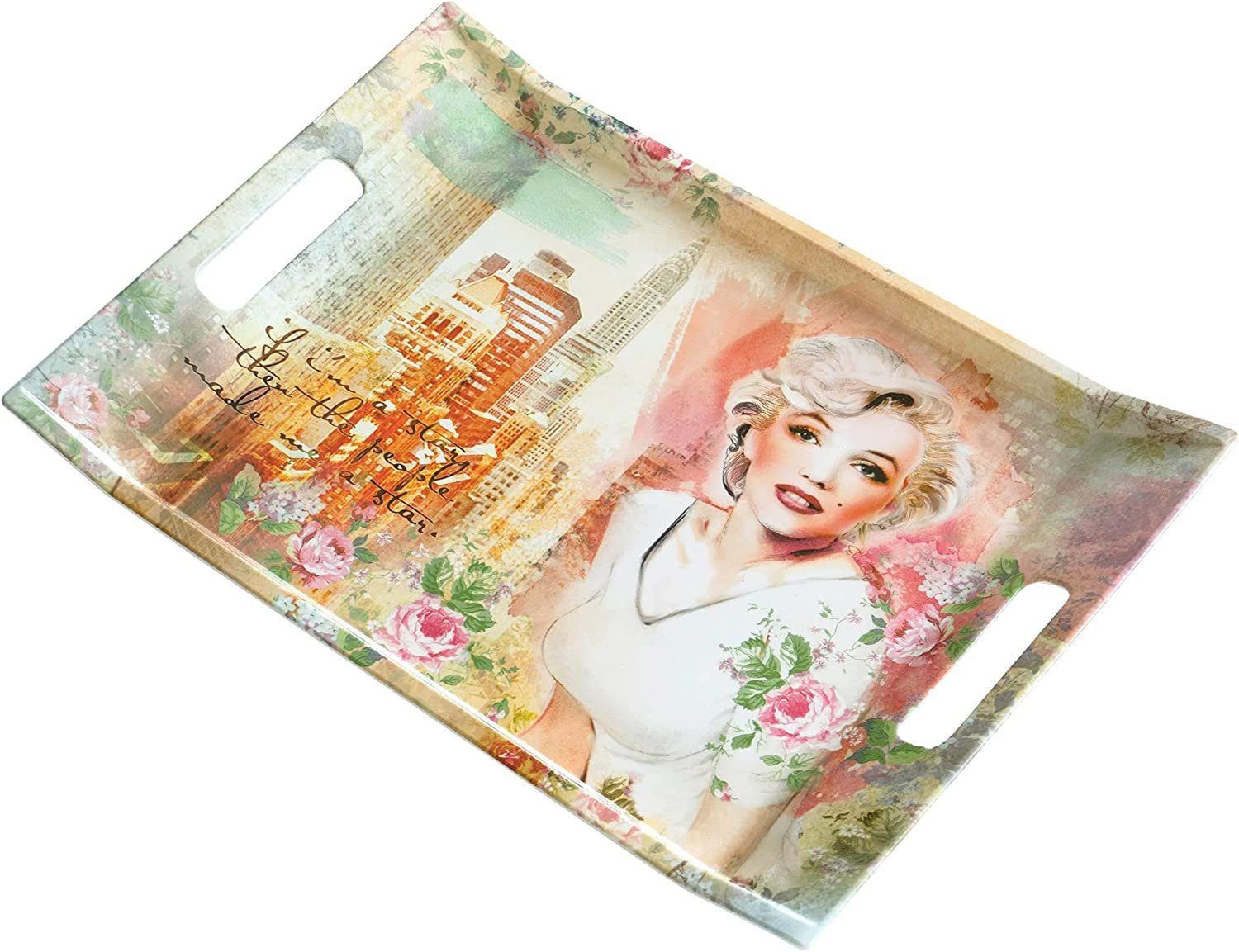 Lashuma Tablett Marilyn, Melamin, (1-tlg), Farbenfrohes Gläsertablett mit Griffen 38x27 cm
