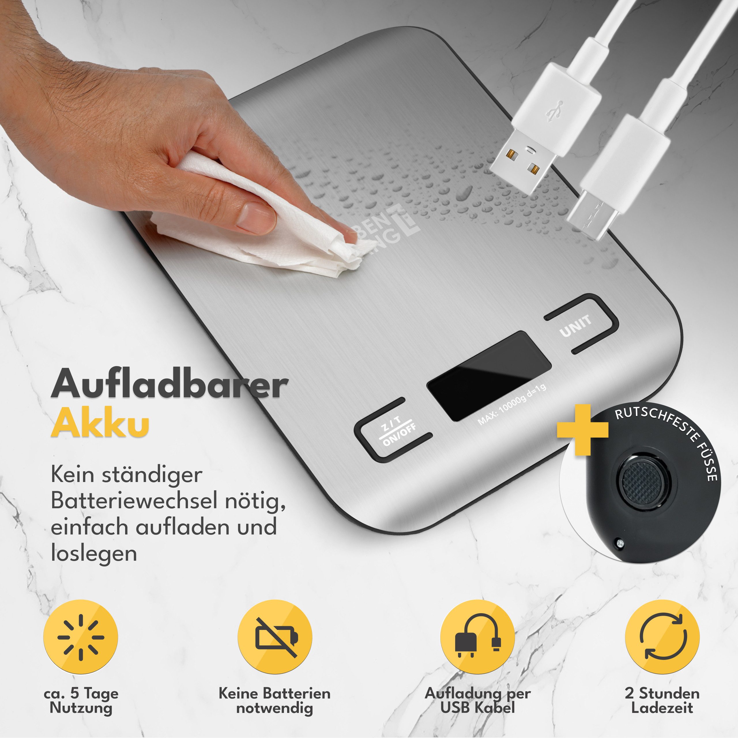Lebenlang Küchenwaage Digitale Küchenwaage - Präzise - Bis 10kg - Lebensmittelwaage – Bild 4 von 5