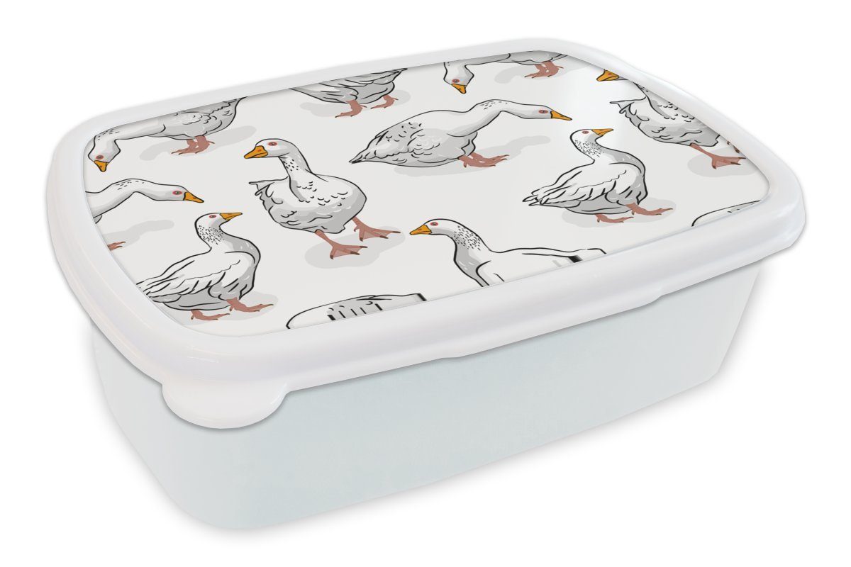 Lunchbox Jungs Gans, Brotbox (2-tlg), - Vogel MuchoWow Brotdose, und für Kinder für weiß und Erwachsene, Muster Mädchen - Kunststoff,