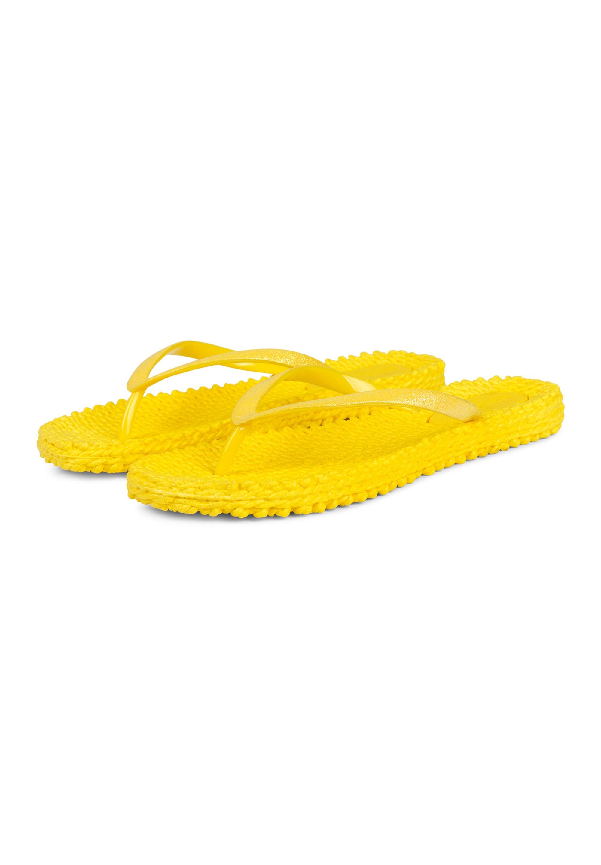 Ilse Jacobsen CHEERFUL01 Zehentrenner gemusterte Innensohle,glitzer,massageffekt yellow