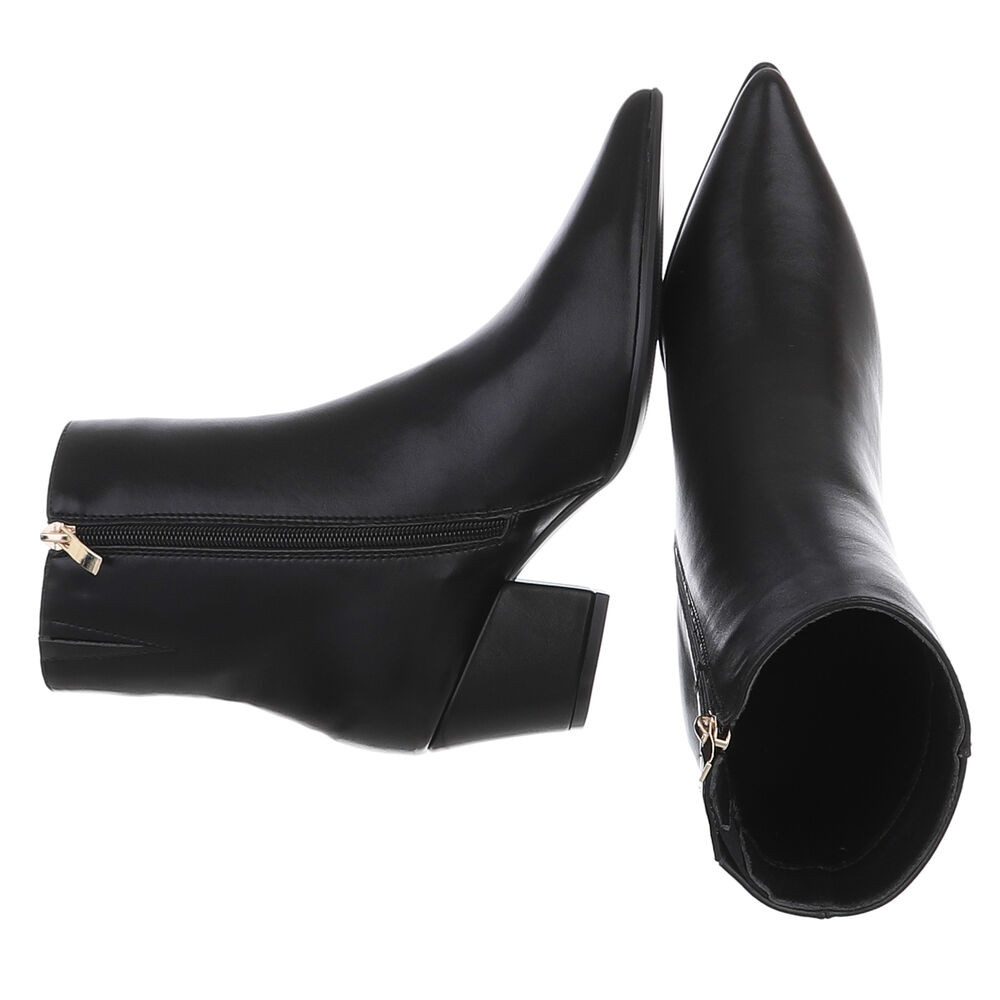 Ital-Design Damen Stiefelette spitz mit Blockabsatz und Reißverschluss Westernstiefelette (91742494) Blockabsatz Stiefeletten in Schwarz