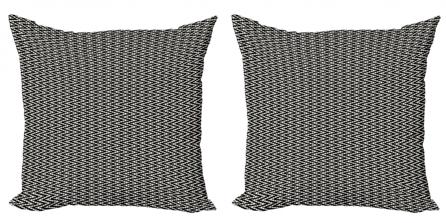 Kissenbezüge Modern Accent Doppelseitiger Digitaldruck, Abakuhaus (2 Stück), Retro Edgy Linien mit Zigzags Kunst