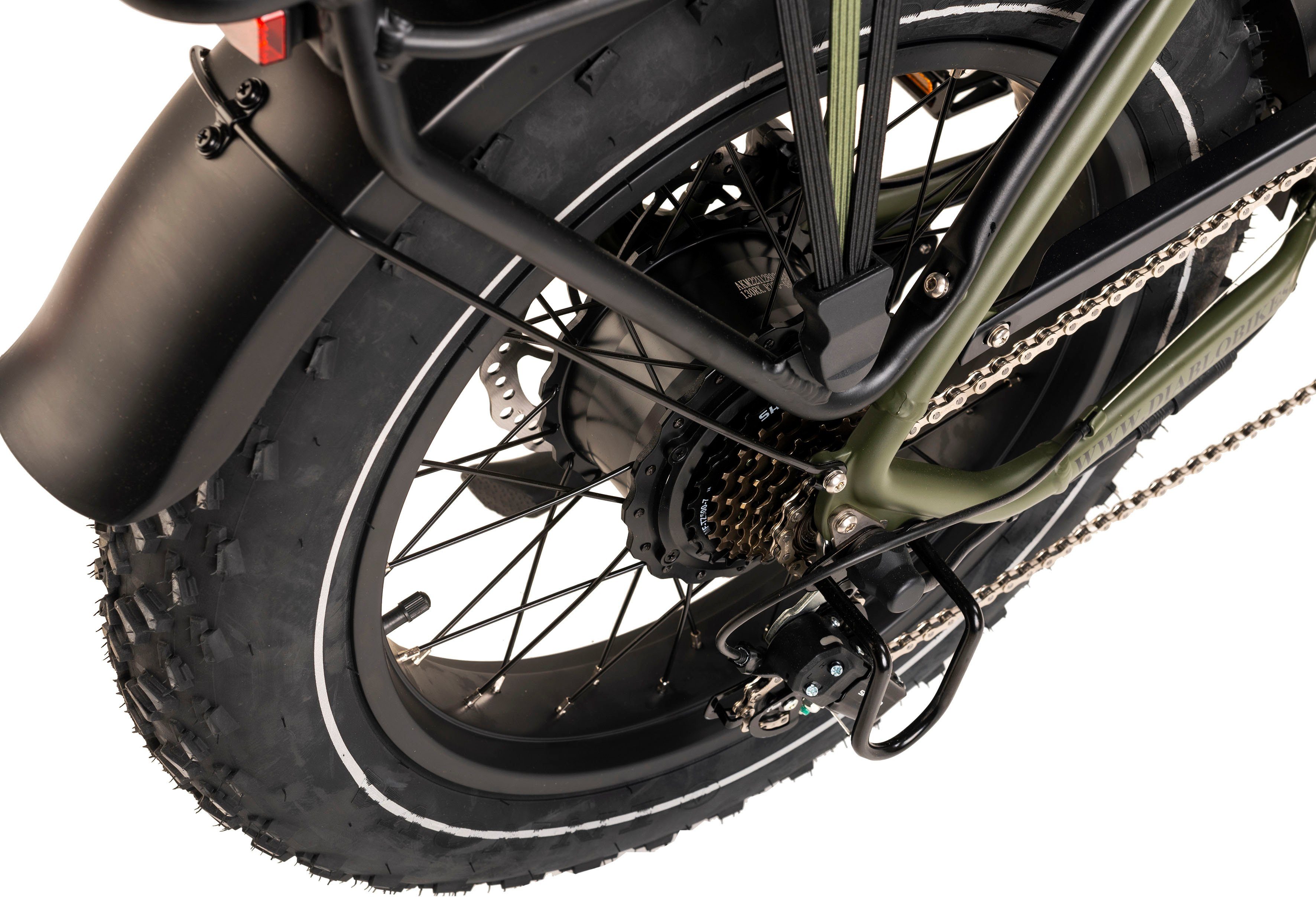 E-Bike XR1, Akku Shimano 7 BIKES Gang Heckmotor, DIABLO Kettenschaltung, Schaltwerk, 360 Tourney Wh