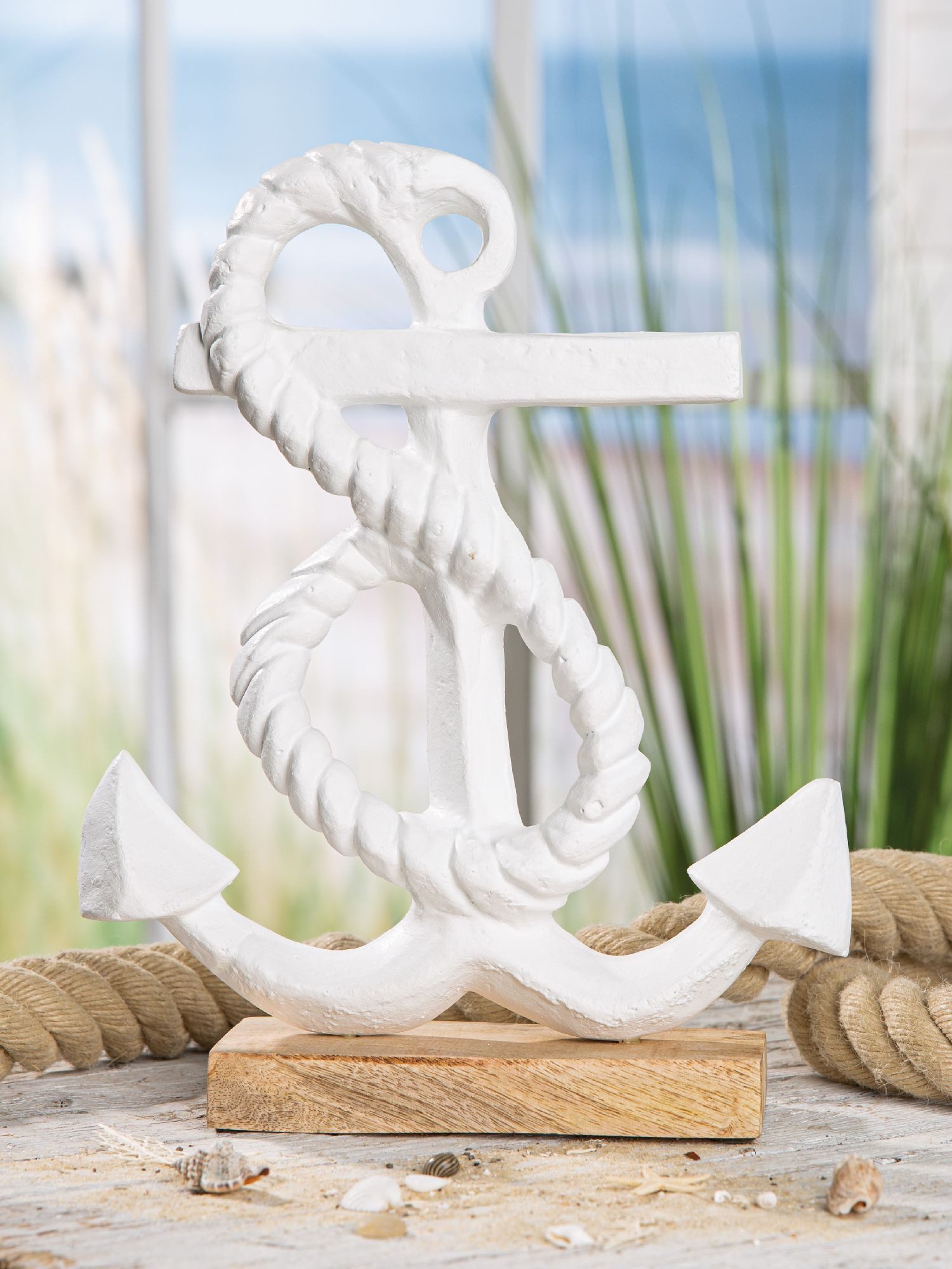 GILDE Skulptur Maritim, Höhe: 29cm, Farbe: Weiß, Motiv: Anker