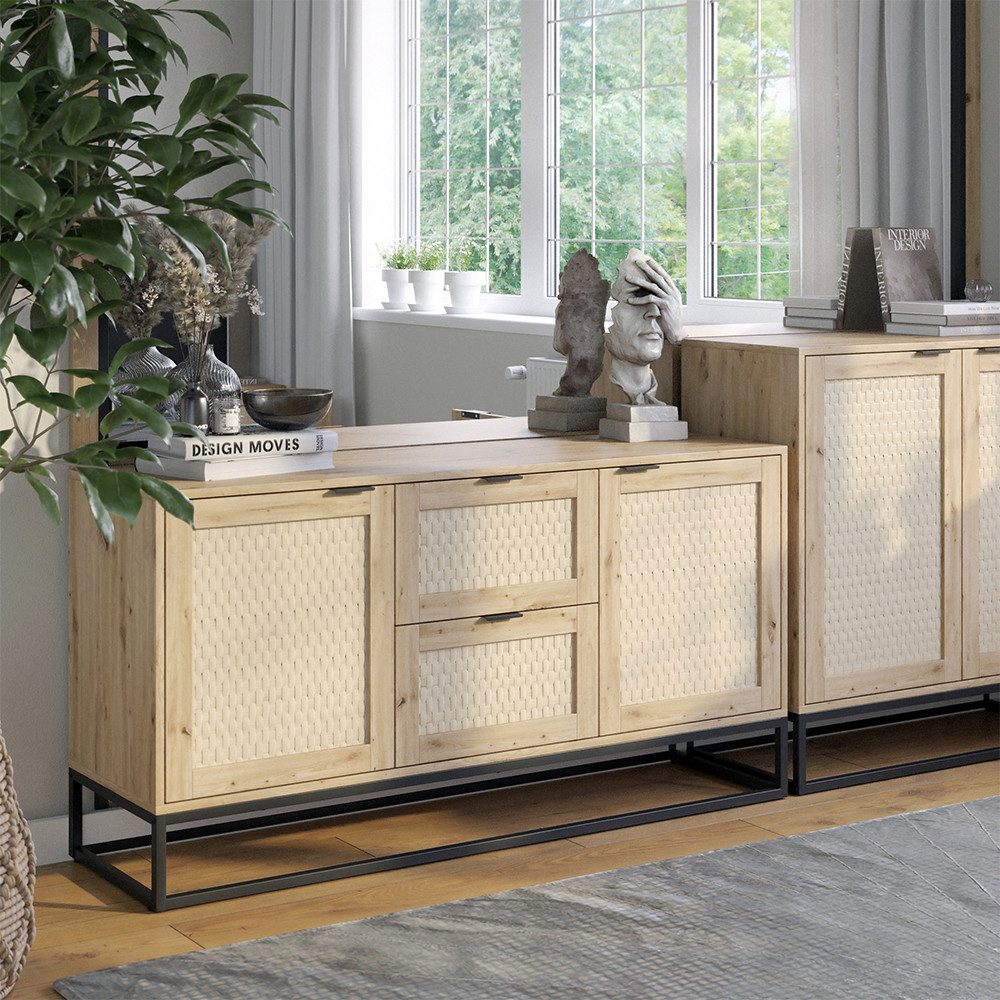Vicco Kommode Natal, Braun, 40 x 72.5 cm mit 2 Türen und 2 Schubladen (1 St)