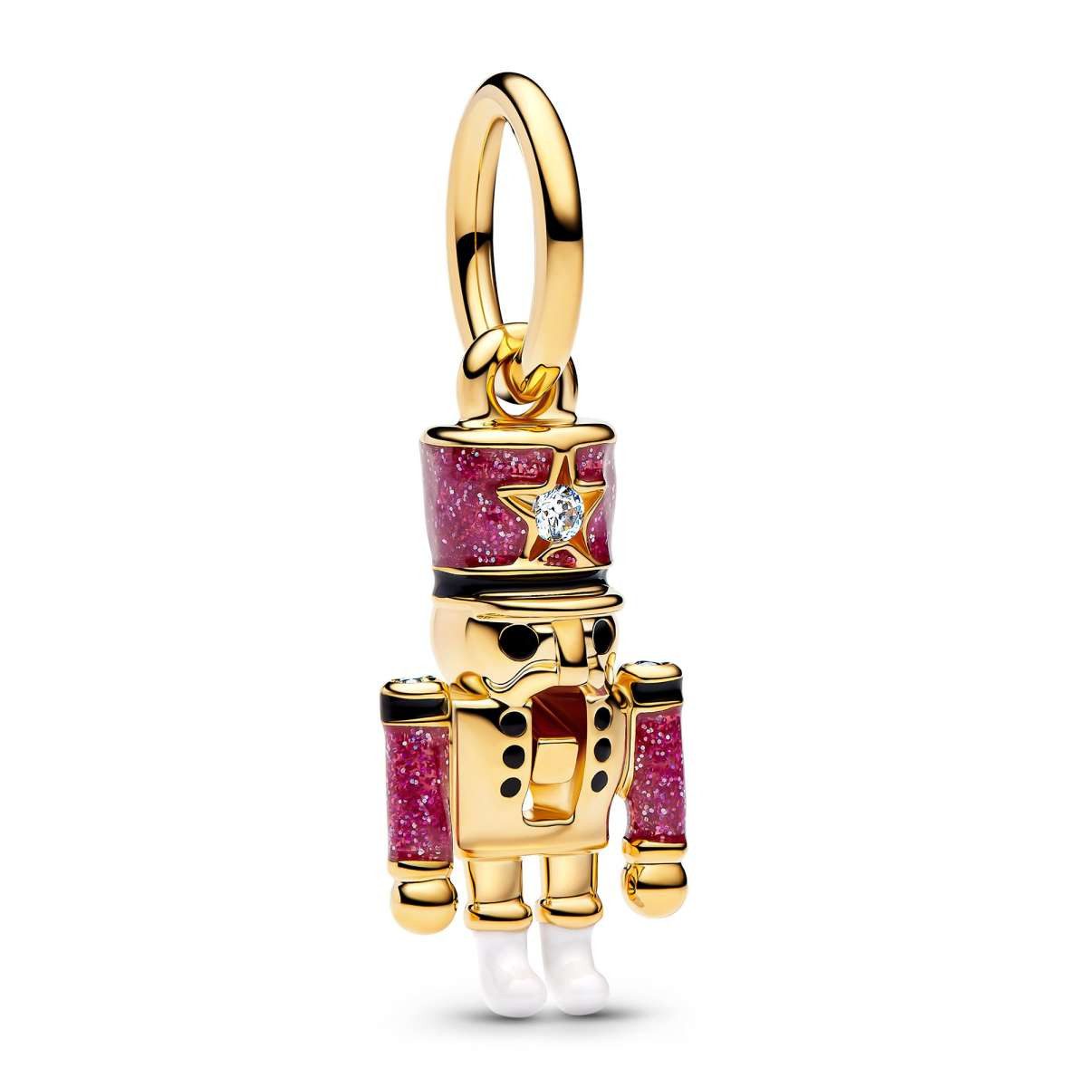 Pandora Charm Kugel 763583C01, Anhänger Beweglicher Nussknacker Goldfarben
